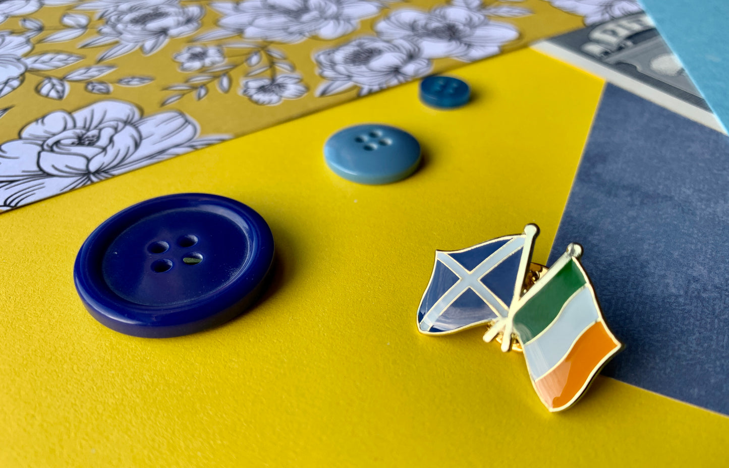 Scottish and Irish Crossed Flags Scotland Ireland Enamel Pin Badge