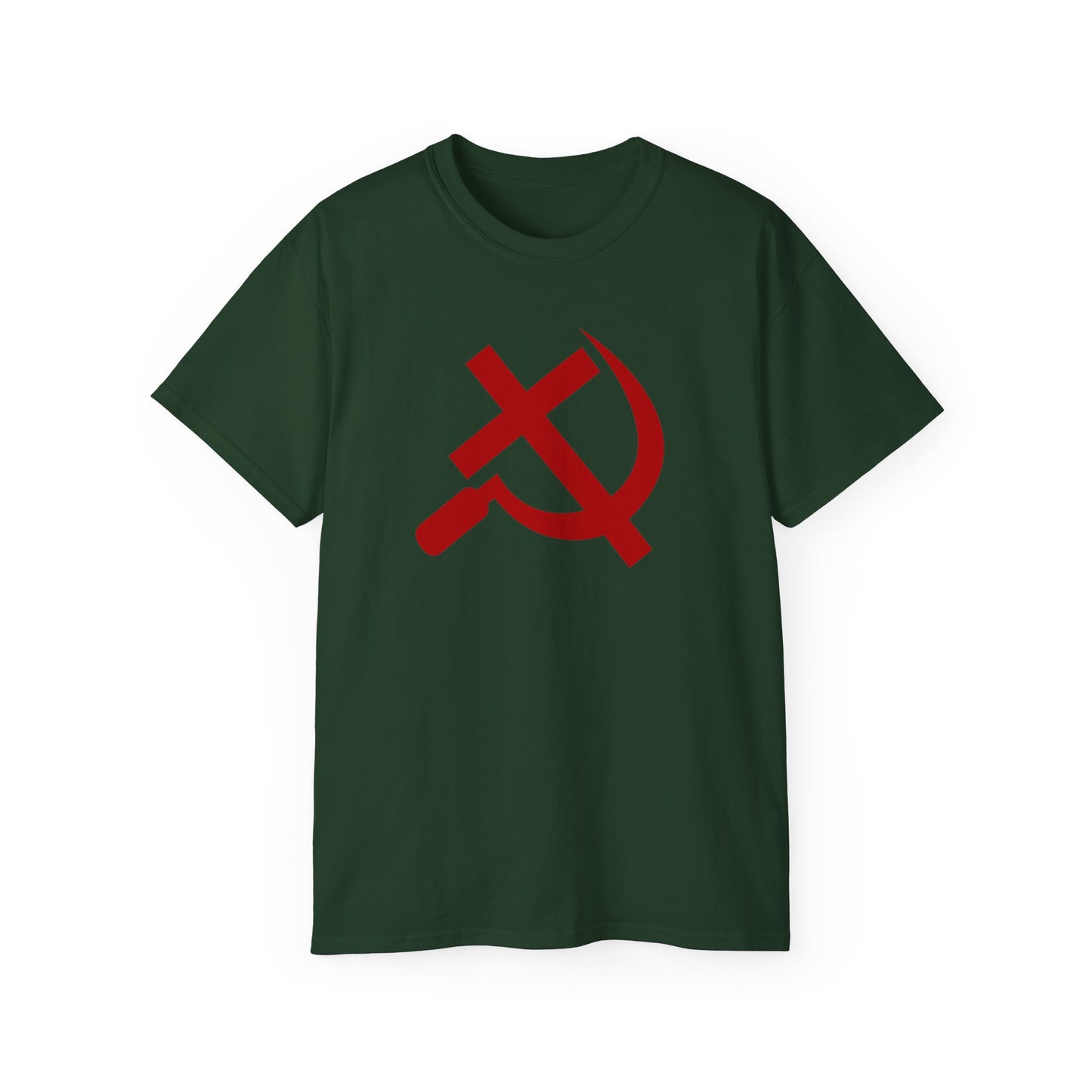 Christian Socialist Cross and Sickle Communist Hammer and Sickle Unisex Ultra Cotton Tee