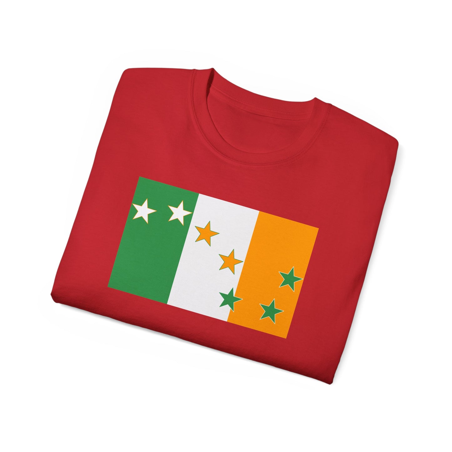 Irish Flag Tricolour with Socialist Starry Plough Unisex Ultra Cotton Tee