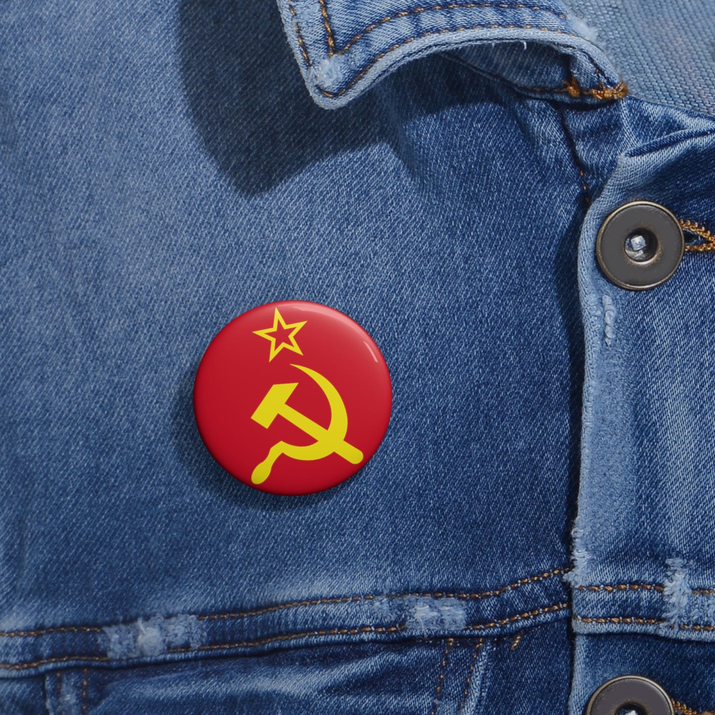 Socialist Hammer and Sickle Communist Leftist Pin Badge Button