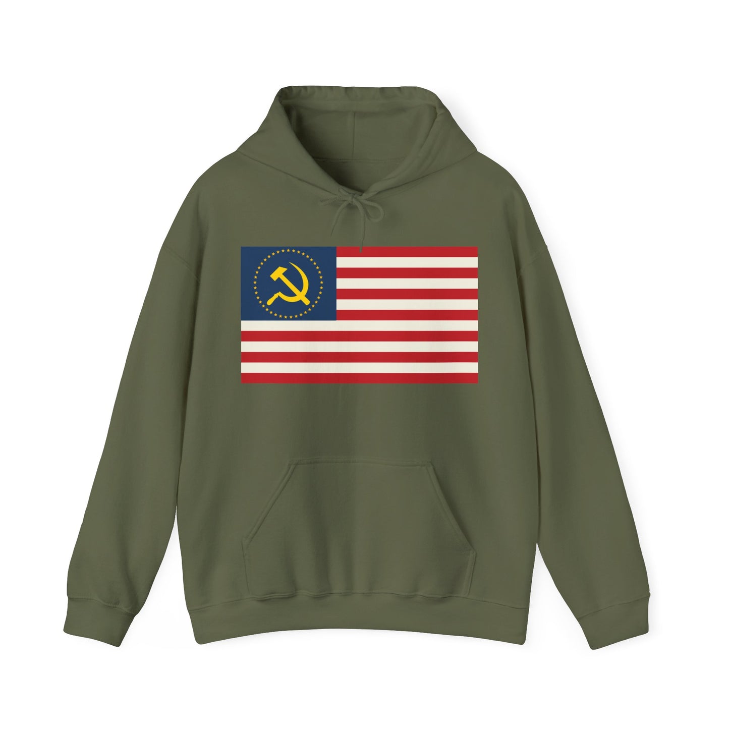 Socialist USA Stars and Stripes Communist American Flag Unisex Heavy Blend Hooded Sweatshirt