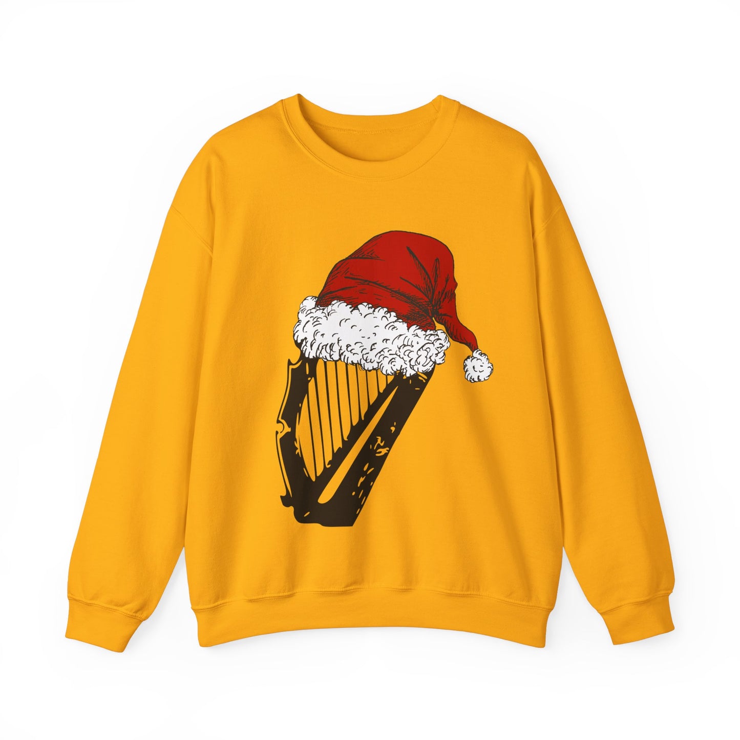 Irish Christmas Harp with Red Santa Hat Ireland Christmas Sweater Erin go Bragh Unisex Heavy Blend Crewneck Sweatshirt