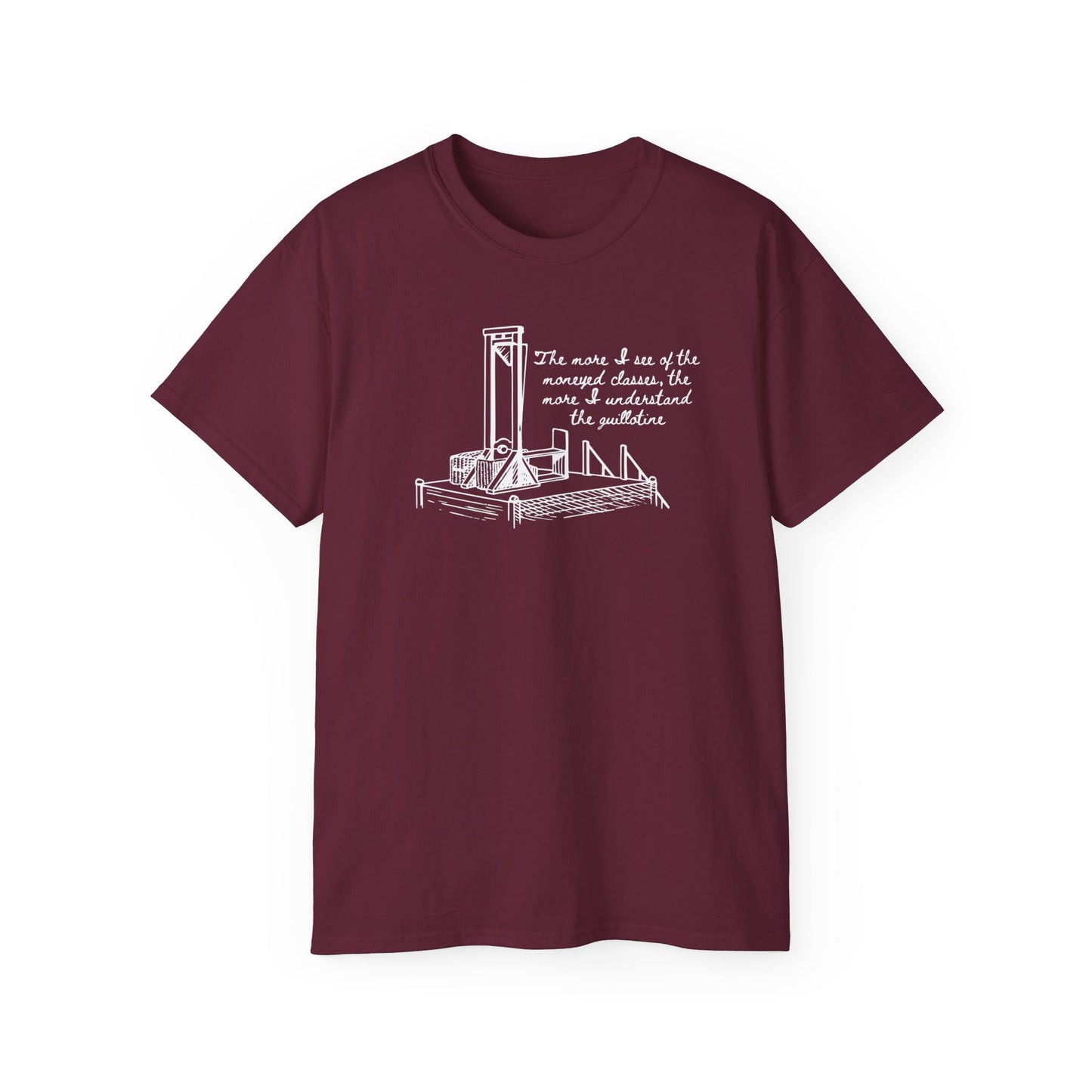 Anti Capitalist Guillotine with Platform George Bernard Shaw Quote The Moneyed Classes Leftist Socialist Communist Unisex Ultra Cotton Tee