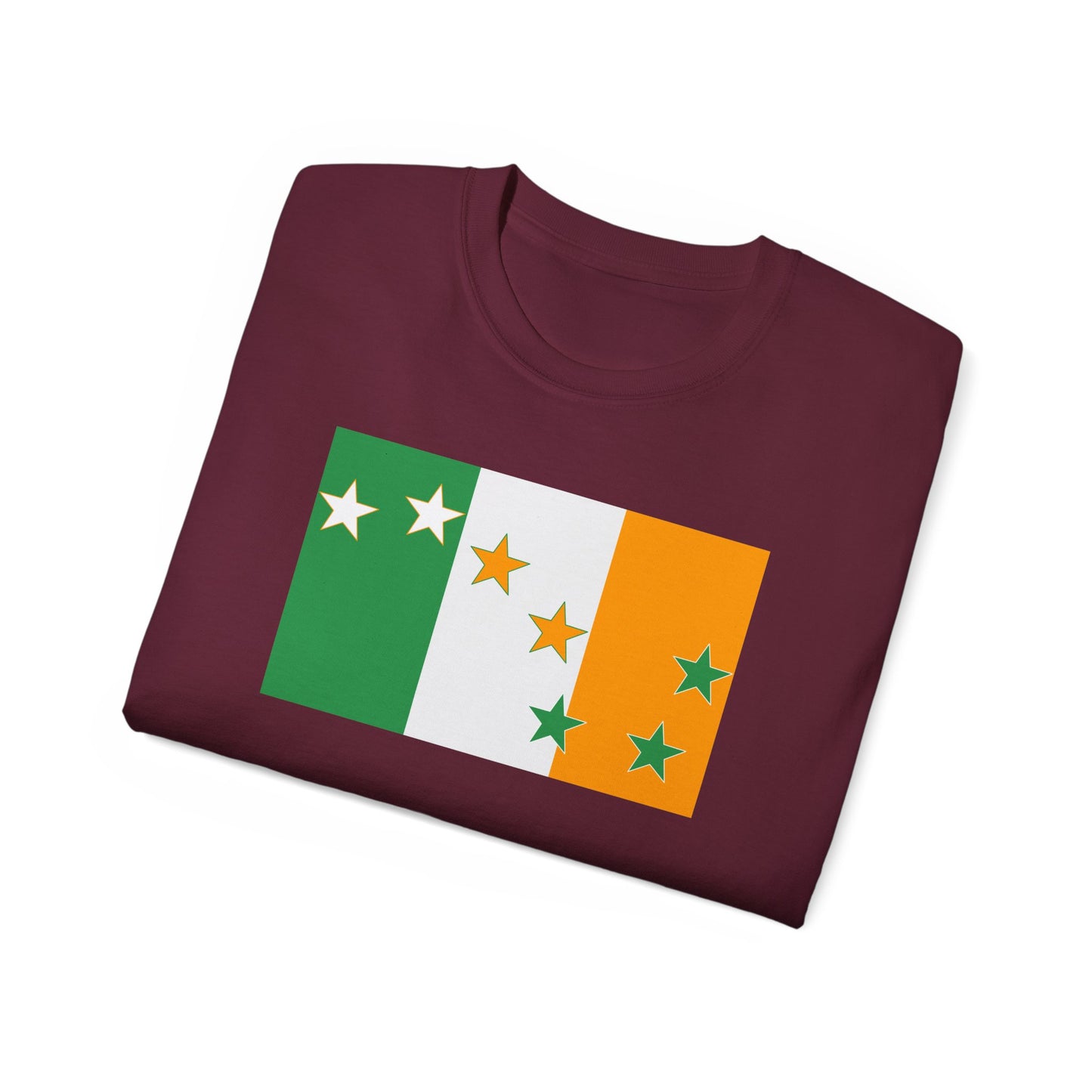 Irish Flag Tricolour with Socialist Starry Plough Unisex Ultra Cotton Tee