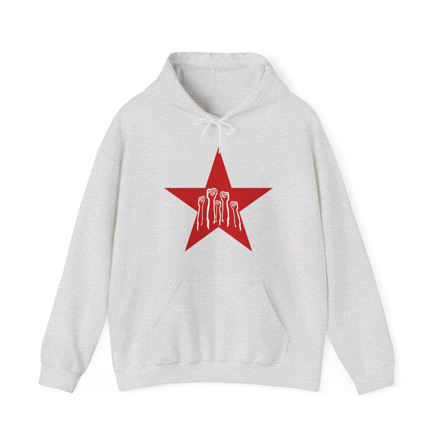 Socialist Solidarity Red Star with White Fists Communist Leftist Unisex Heavy Blend Hooded Sweatshirt