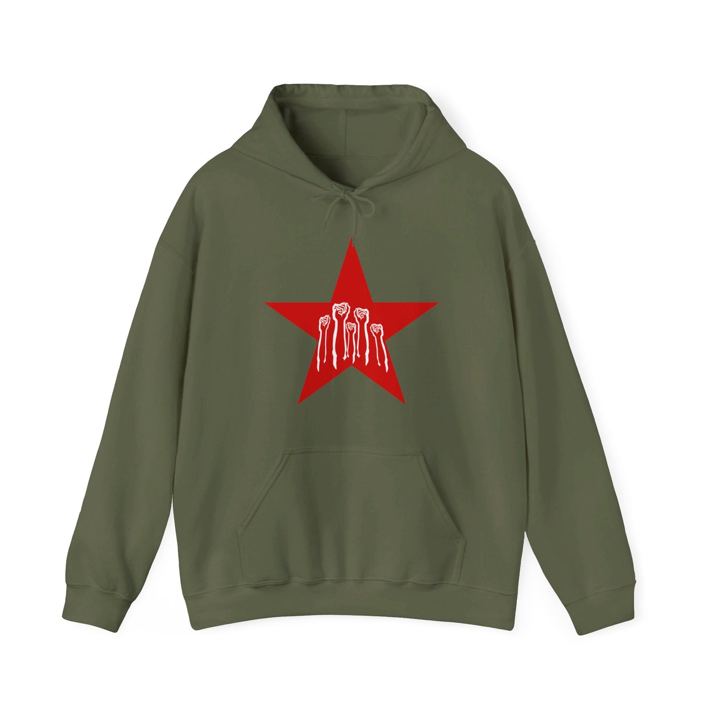 Socialist Solidarity Red Star with White Fists Communist Leftist Unisex Heavy Blend Hooded Sweatshirt