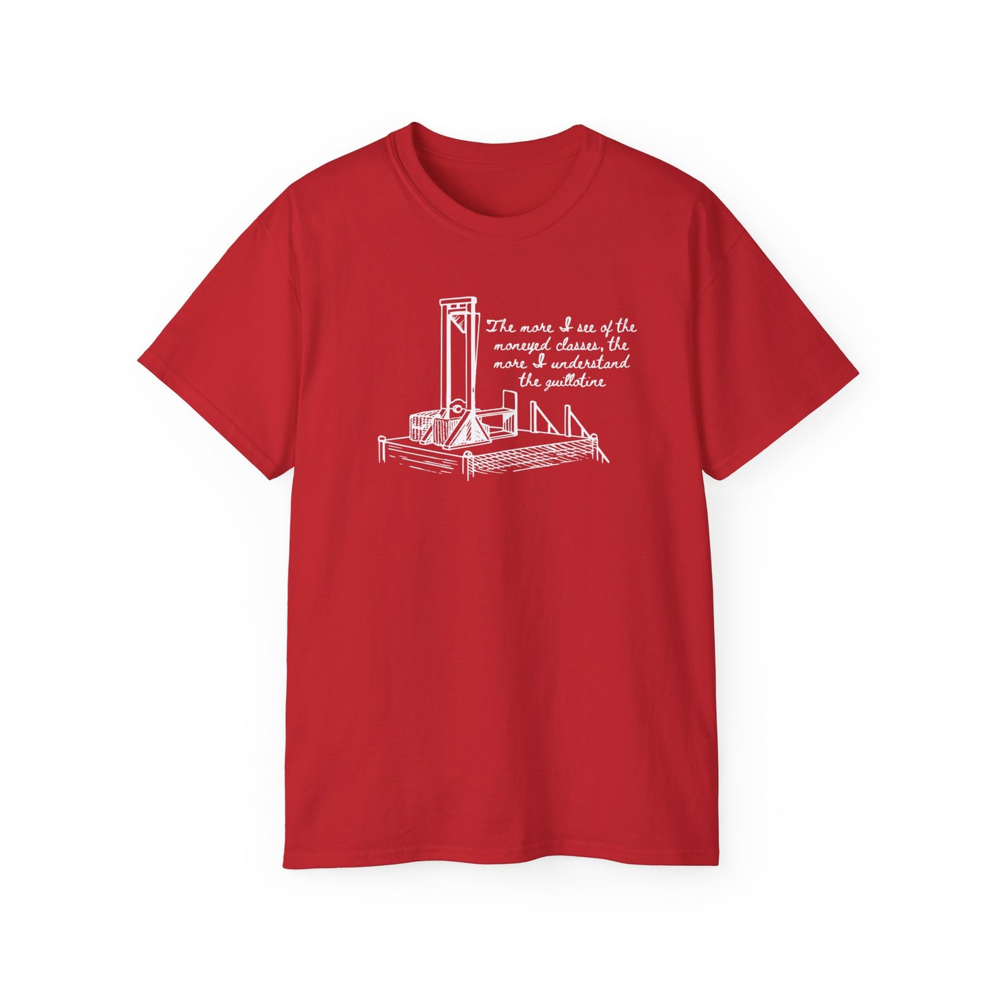 Anti Capitalist Guillotine with Platform George Bernard Shaw Quote The Moneyed Classes Leftist Socialist Communist Unisex Ultra Cotton Tee