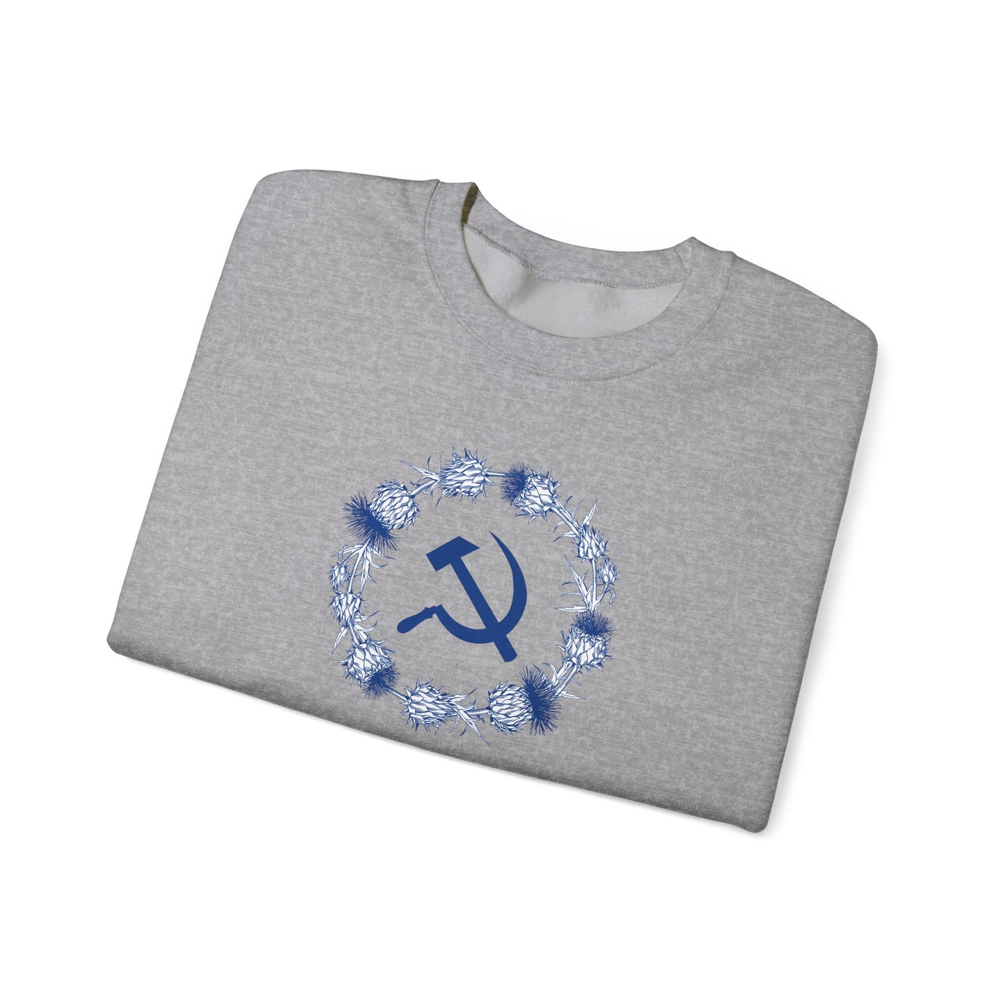 Scottish Socialist Solidarity Hammer and Sickle with Thistle Border Leftist Scotland Communist Unisex Heavy Blend™ Crewneck Sweatshirt