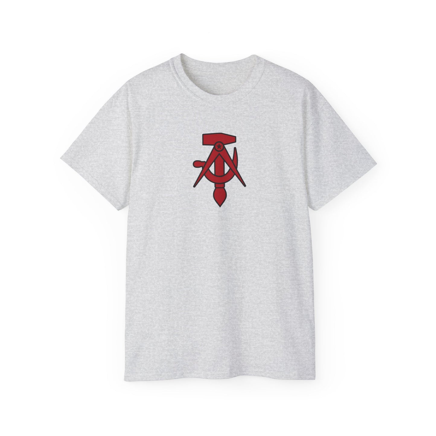 Socialist GDR East German Style Hammer and Sickle with Compass and Brush Communist DDR Leftist Unisex Ultra Cotton Tee