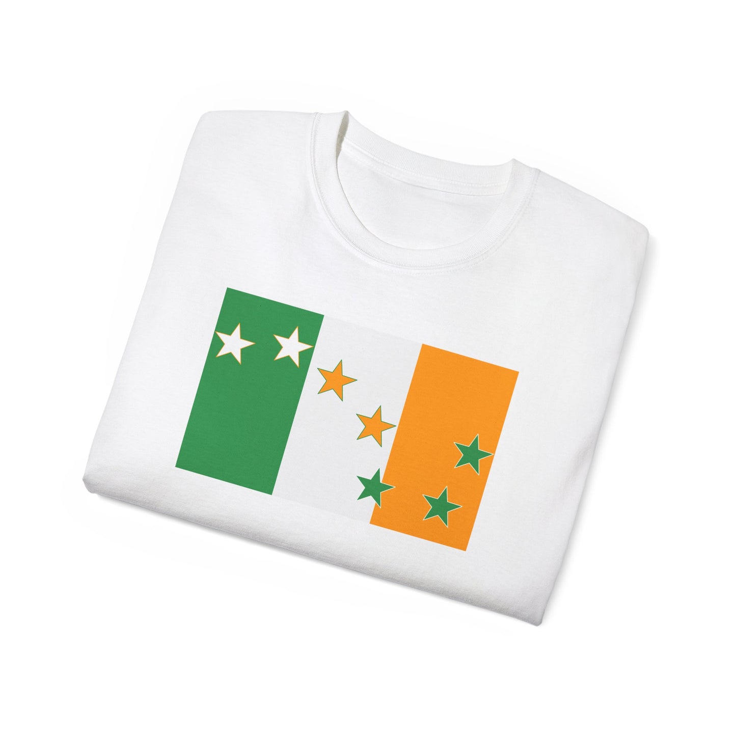 Irish Flag Tricolour with Socialist Starry Plough Unisex Ultra Cotton Tee