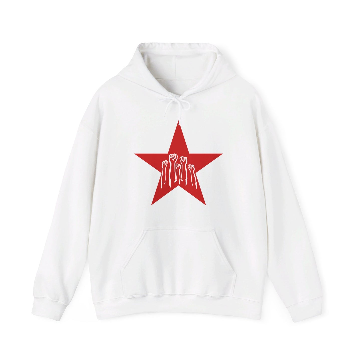 Socialist Solidarity Red Star with White Fists Communist Leftist Unisex Heavy Blend Hooded Sweatshirt