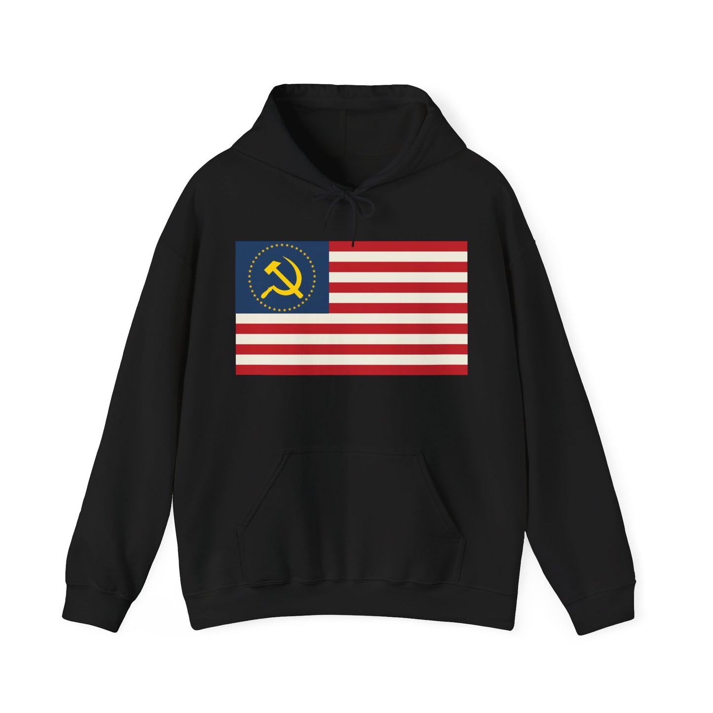 Socialist USA Stars and Stripes Communist American Flag Unisex Heavy Blend Hooded Sweatshirt