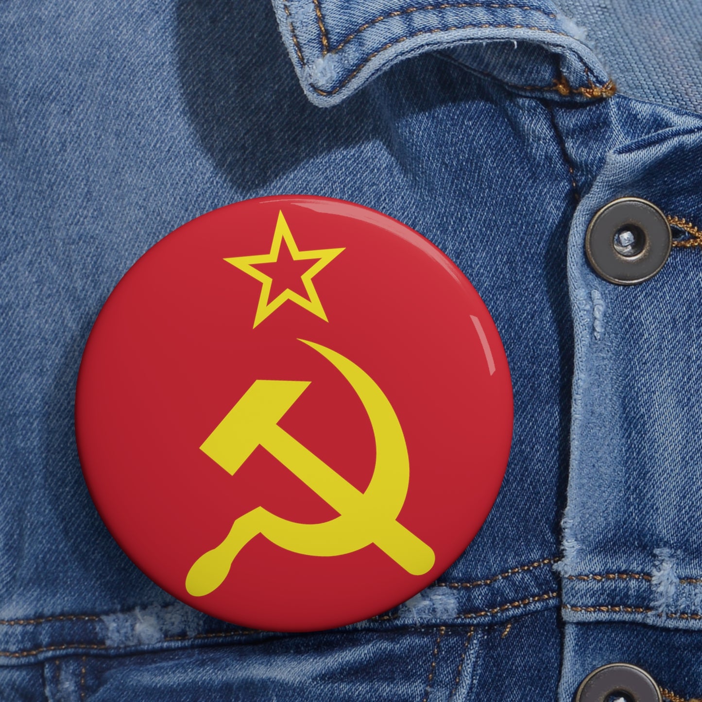 Socialist Hammer and Sickle Communist Leftist Pin Badge Button