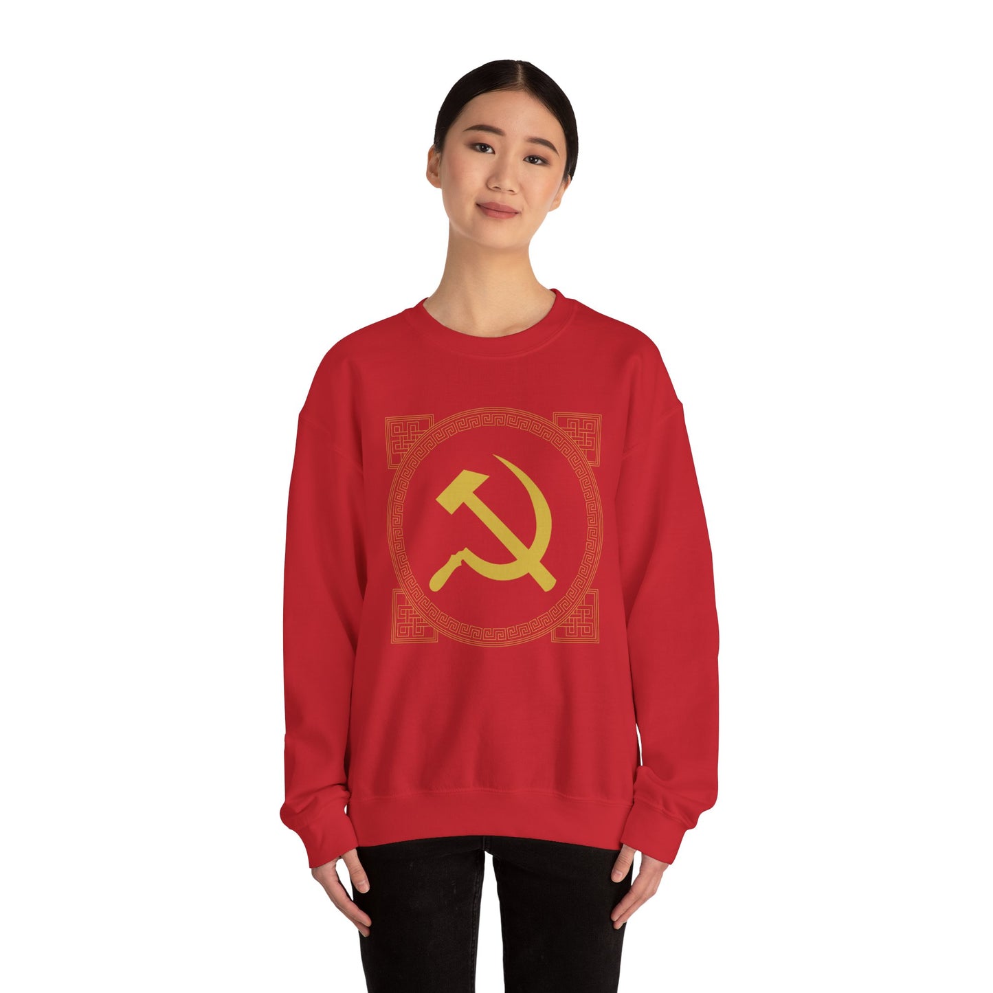 Communist Hammer and Sickle with Chinese East Asian Style Boarder Leftist Socialist Unisex Heavy Blend™ Crewneck Sweatshirt