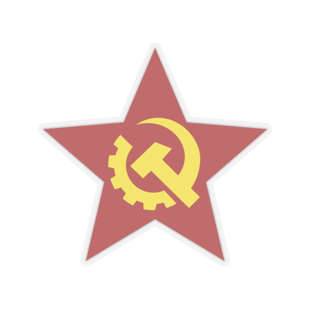 Red Star with USSR Industrial Style Hammer and Sickle Communist Leftist Bubble-free Sticker
