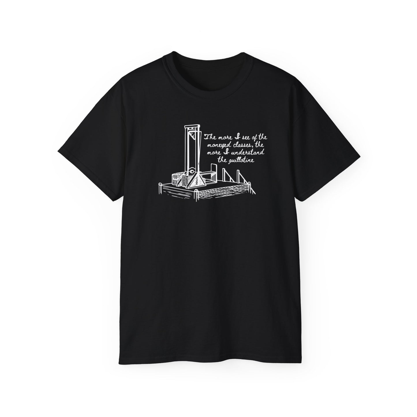 Anti Capitalist Guillotine with Platform George Bernard Shaw Quote The Moneyed Classes Leftist Socialist Communist Unisex Ultra Cotton Tee