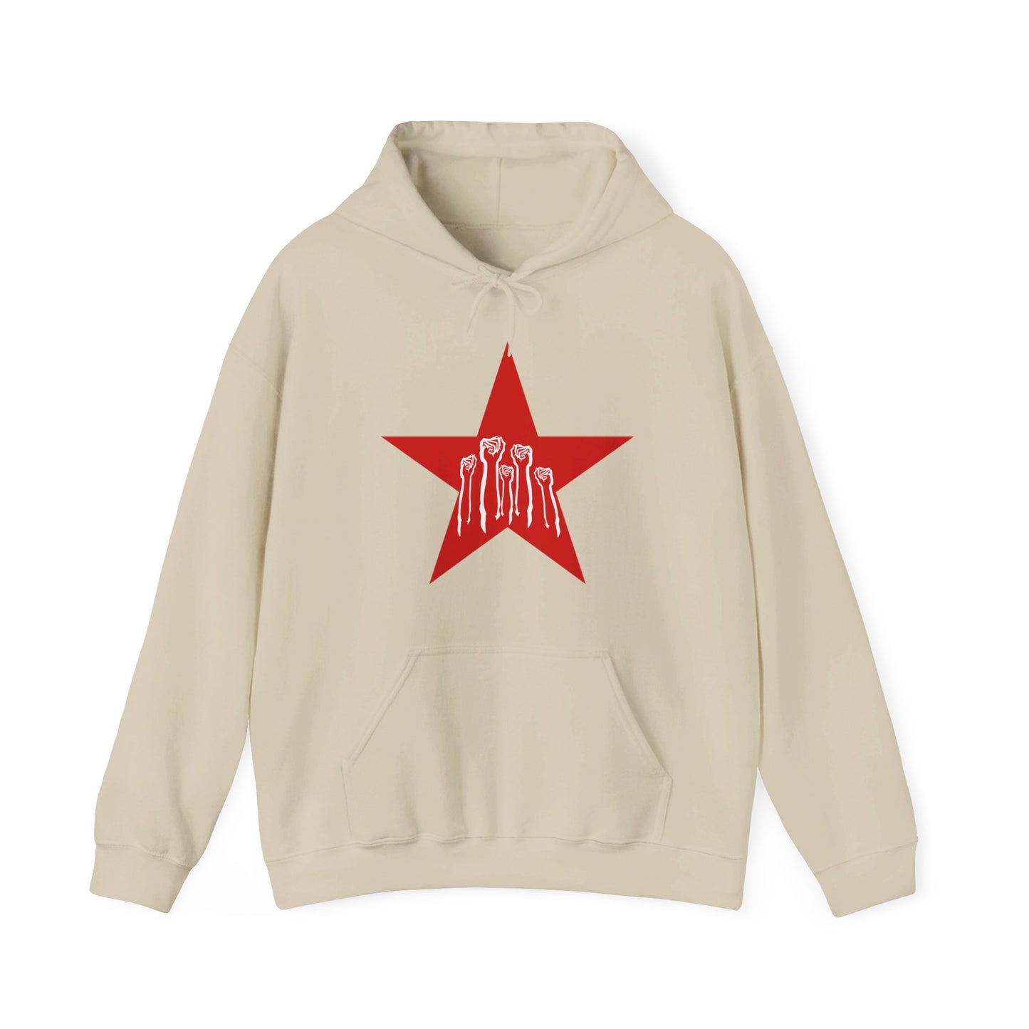 Socialist Solidarity Red Star with White Fists Communist Leftist Unisex Heavy Blend Hooded Sweatshirt