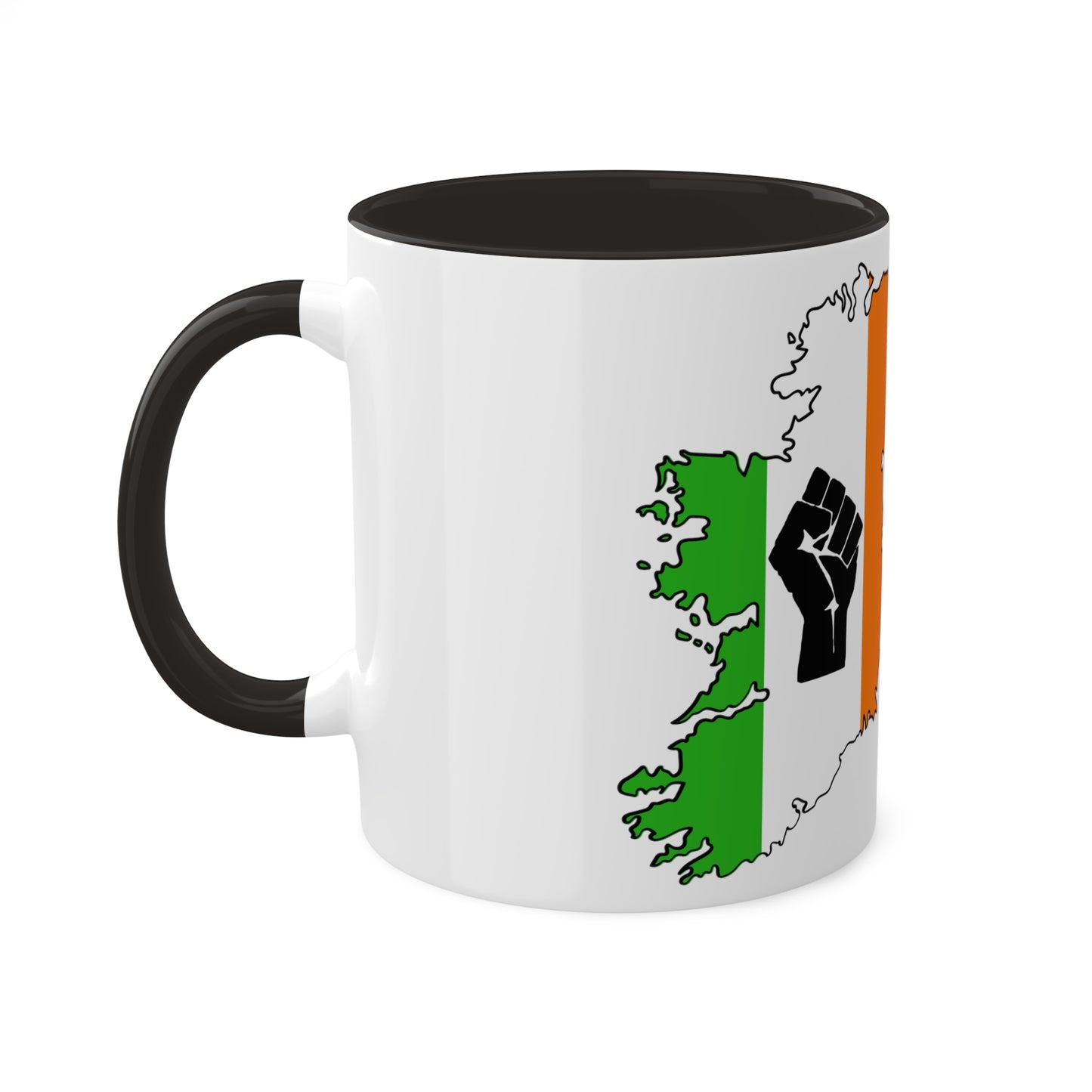 Irish Tricolour United Ireland Tiocfaidh ár lá with Black Fist Erin go Bragh Irish Republican Colourful Mug