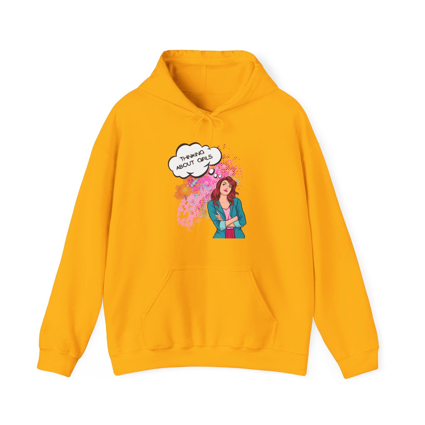 LGBTQ Lesbian Thinking About Girls Auburn Haired Woman Queer Unisex Heavy Blend Hooded Sweatshirt