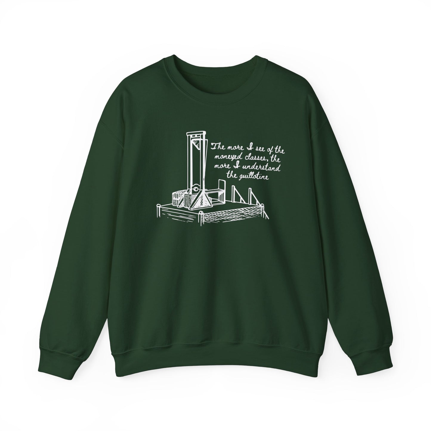 Anti Capitalist Guillotine with Platform George Bernard Shaw Quote The Moneyed Classes Leftist Socialist Heavy Blend™ Crewneck Sweatshirt