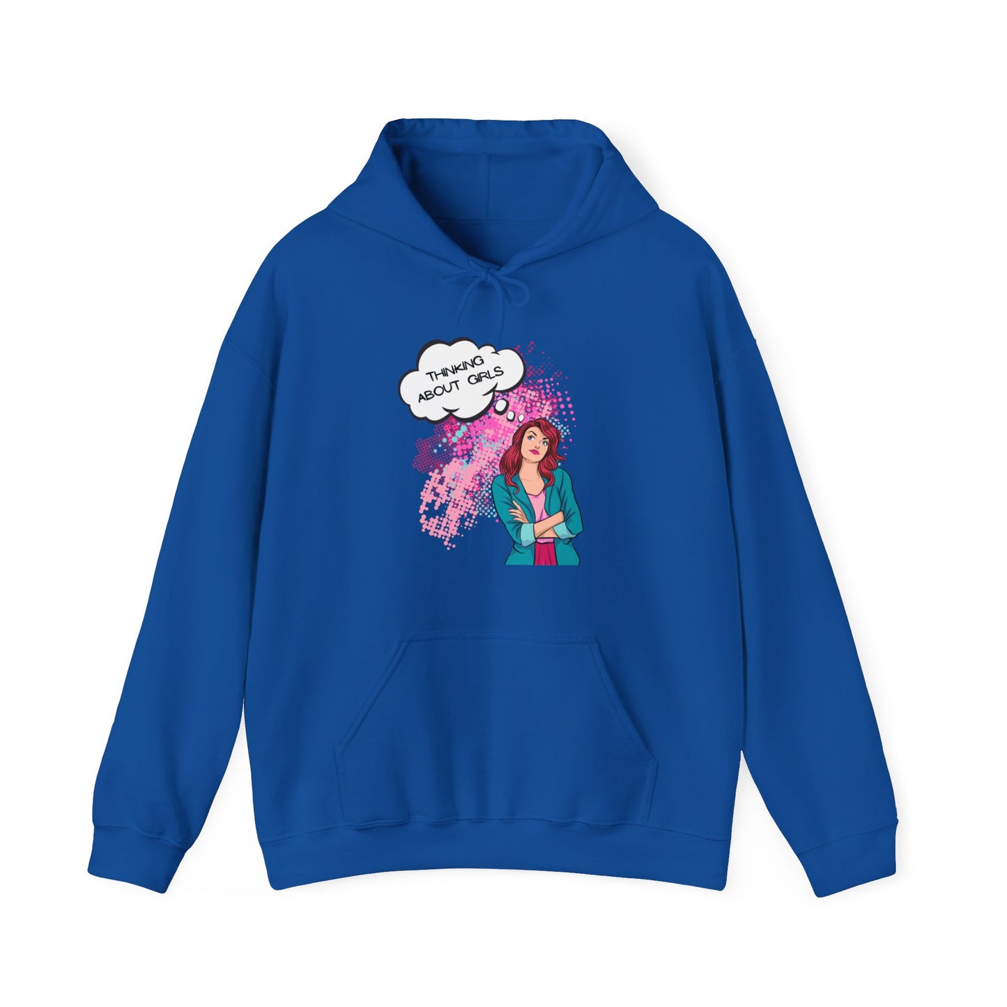 LGBTQ Lesbian Thinking About Girls Auburn Haired Woman Queer Unisex Heavy Blend Hooded Sweatshirt