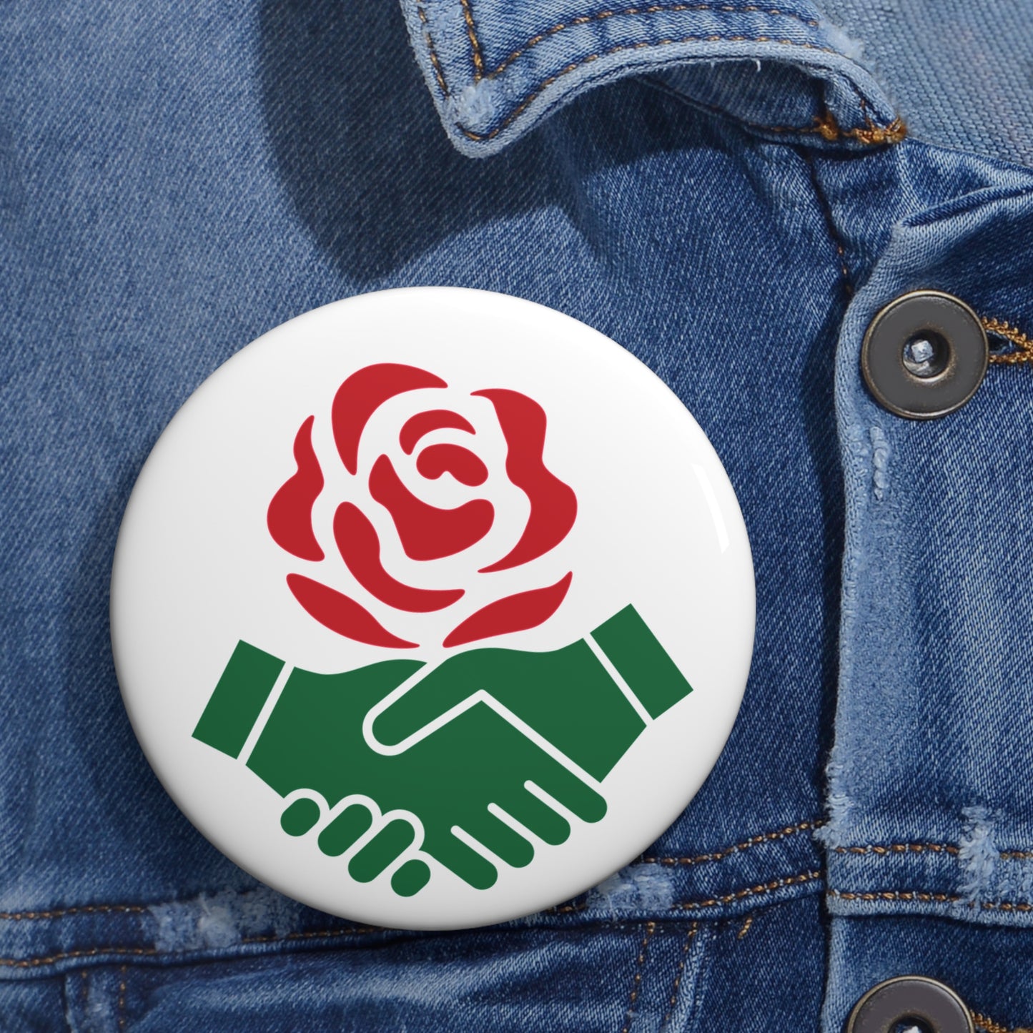 Socialist Red Rose Solidarity Leftist Pin Badge Button