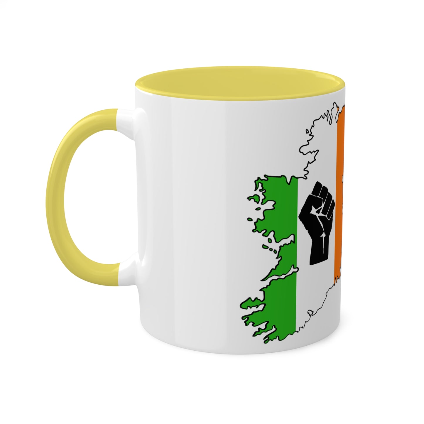 Irish Tricolour United Ireland Tiocfaidh ár lá with Black Fist Erin go Bragh Irish Republican Colourful Mug