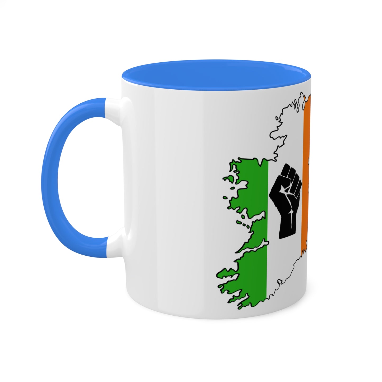 Irish Tricolour United Ireland Tiocfaidh ár lá with Black Fist Erin go Bragh Irish Republican Colourful Mug