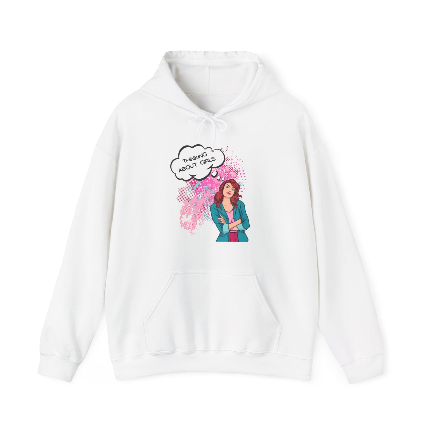 LGBTQ Lesbian Thinking About Girls Auburn Haired Woman Queer Unisex Heavy Blend Hooded Sweatshirt