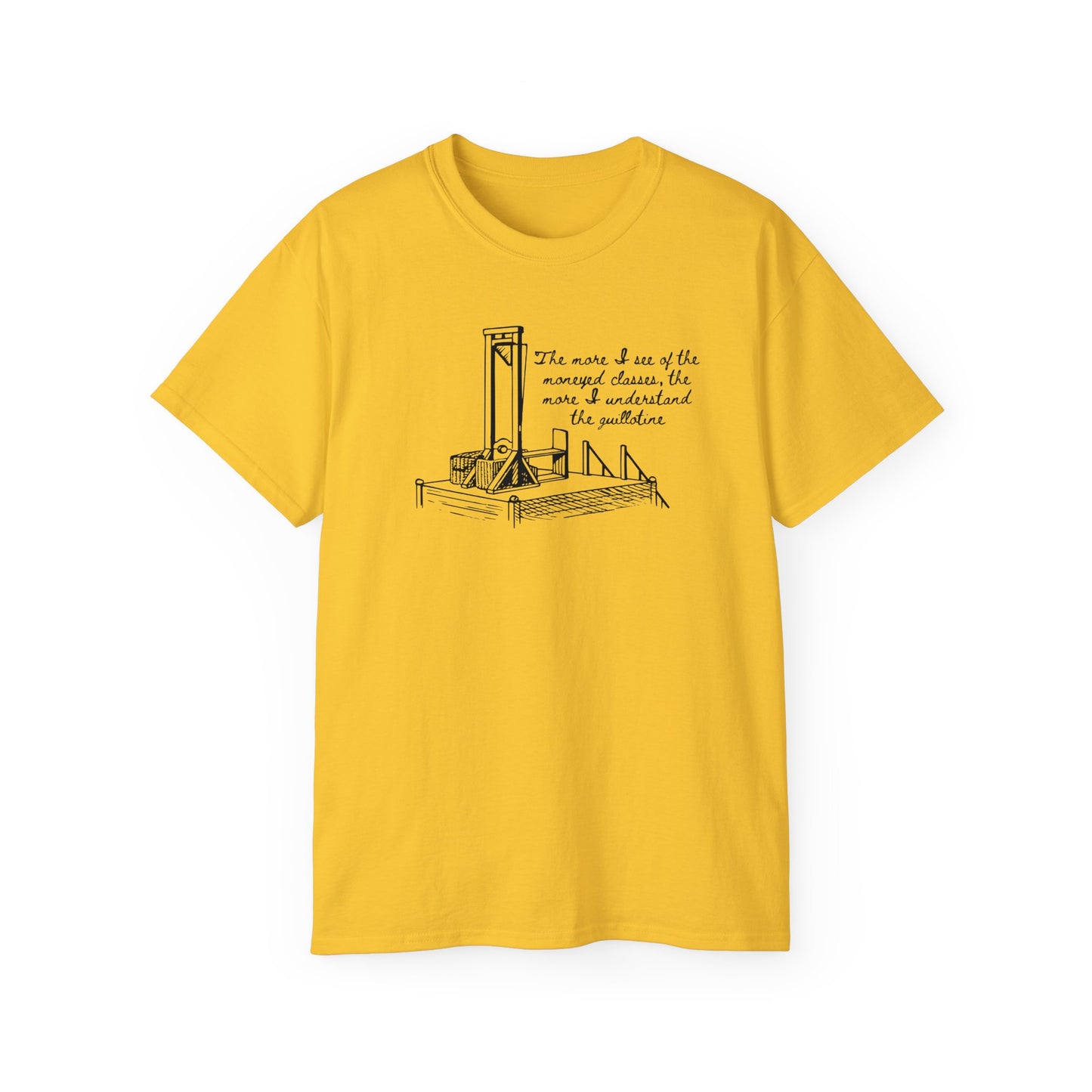 Anti Capitalist Guillotine with Platform George Bernard Shaw Quote The Moneyed Classes Leftist Socialist Communist Unisex Ultra Cotton Tee