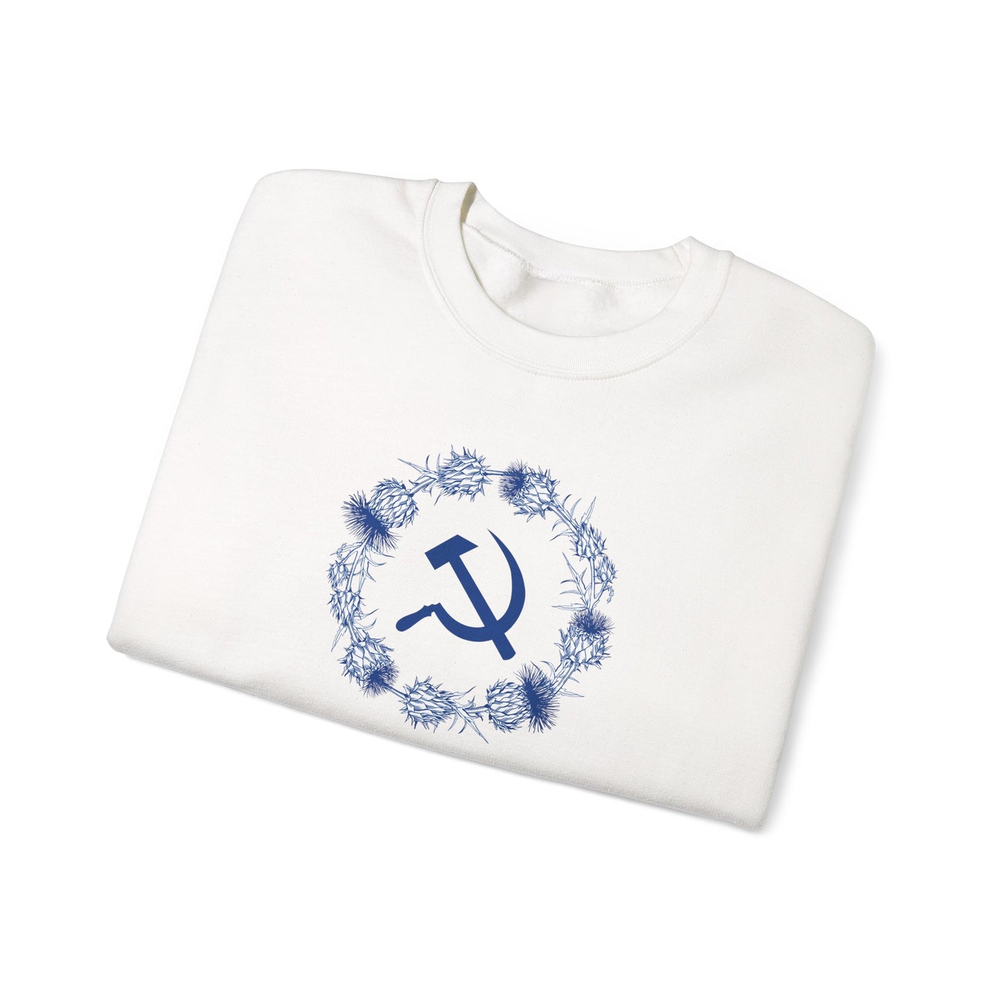 Scottish Socialist Solidarity Hammer and Sickle with Thistle Border Leftist Scotland Communist Unisex Heavy Blend™ Crewneck Sweatshirt