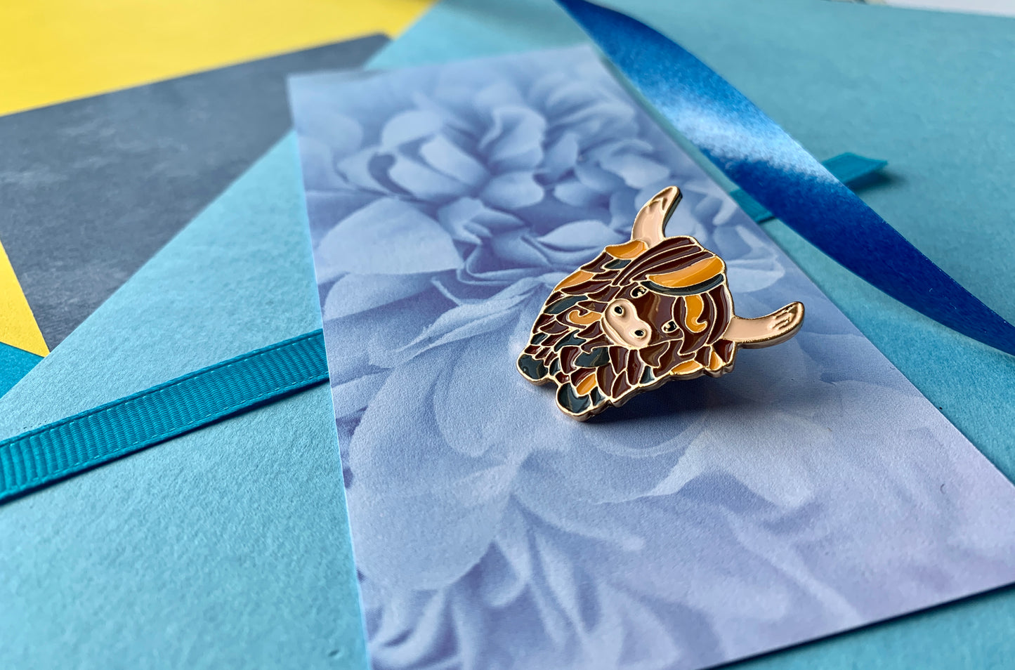 Scottish Highland Cow Kawaii Scotland Enamel Pin Badge