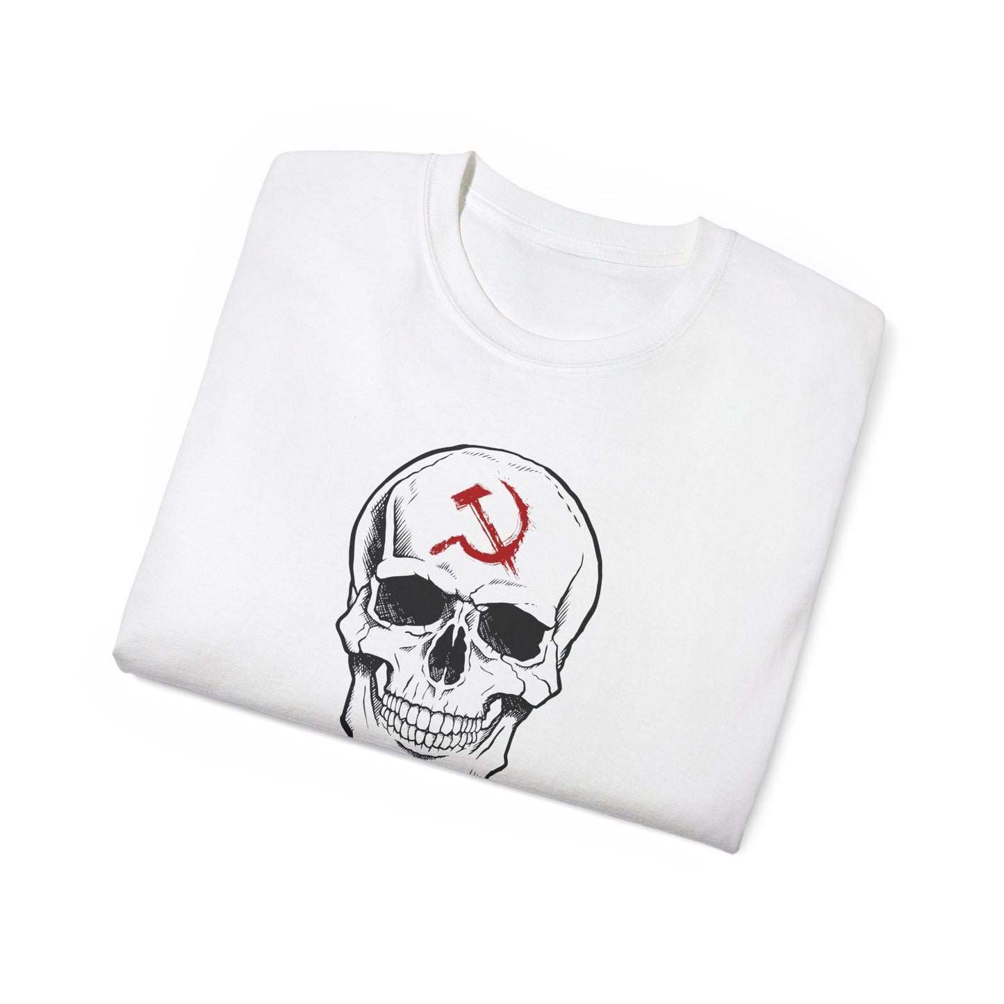 White Dead Red Halloween Communist Skull With Hammer and Sickle Unisex Ultra Cotton Tee