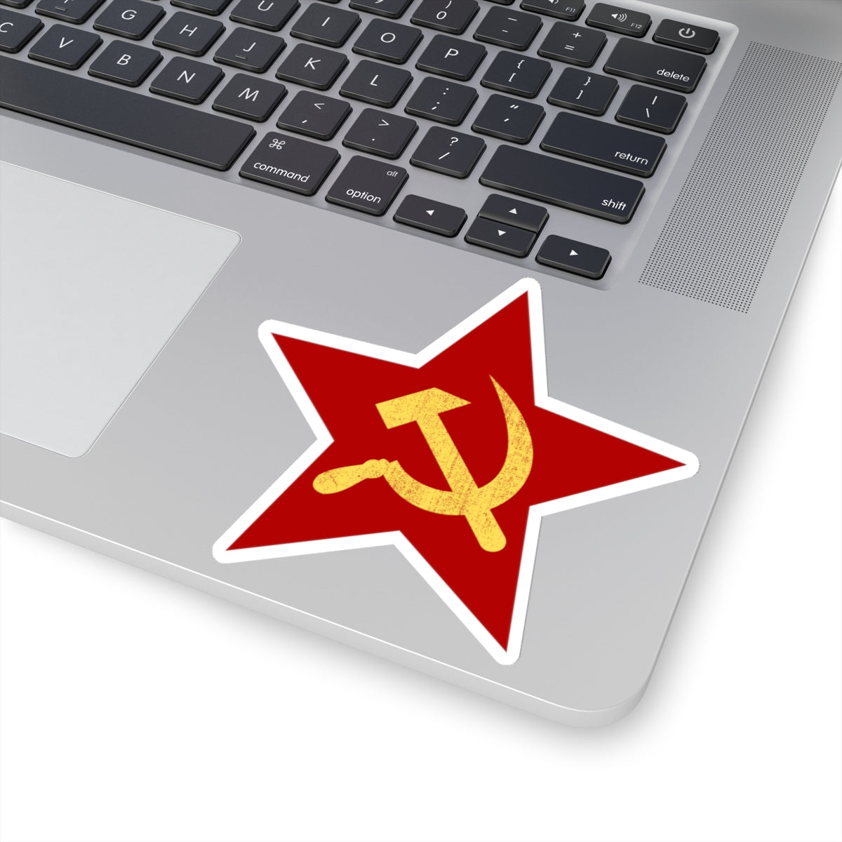 Communist Red Star with Worn Distressed Stylised Hammer and Sickle Socialist Bubble-free Sticker