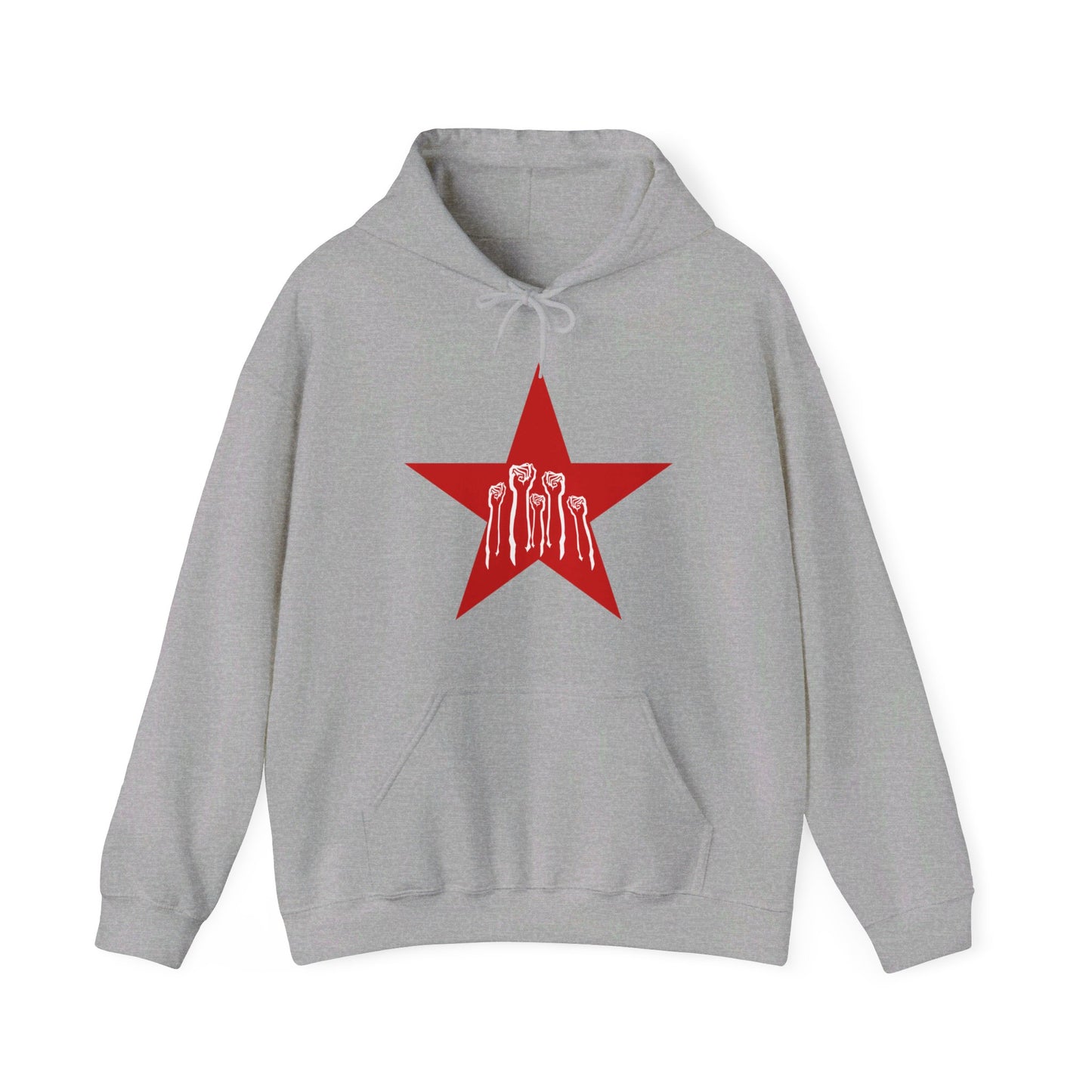 Socialist Solidarity Red Star with White Fists Communist Leftist Unisex Heavy Blend Hooded Sweatshirt