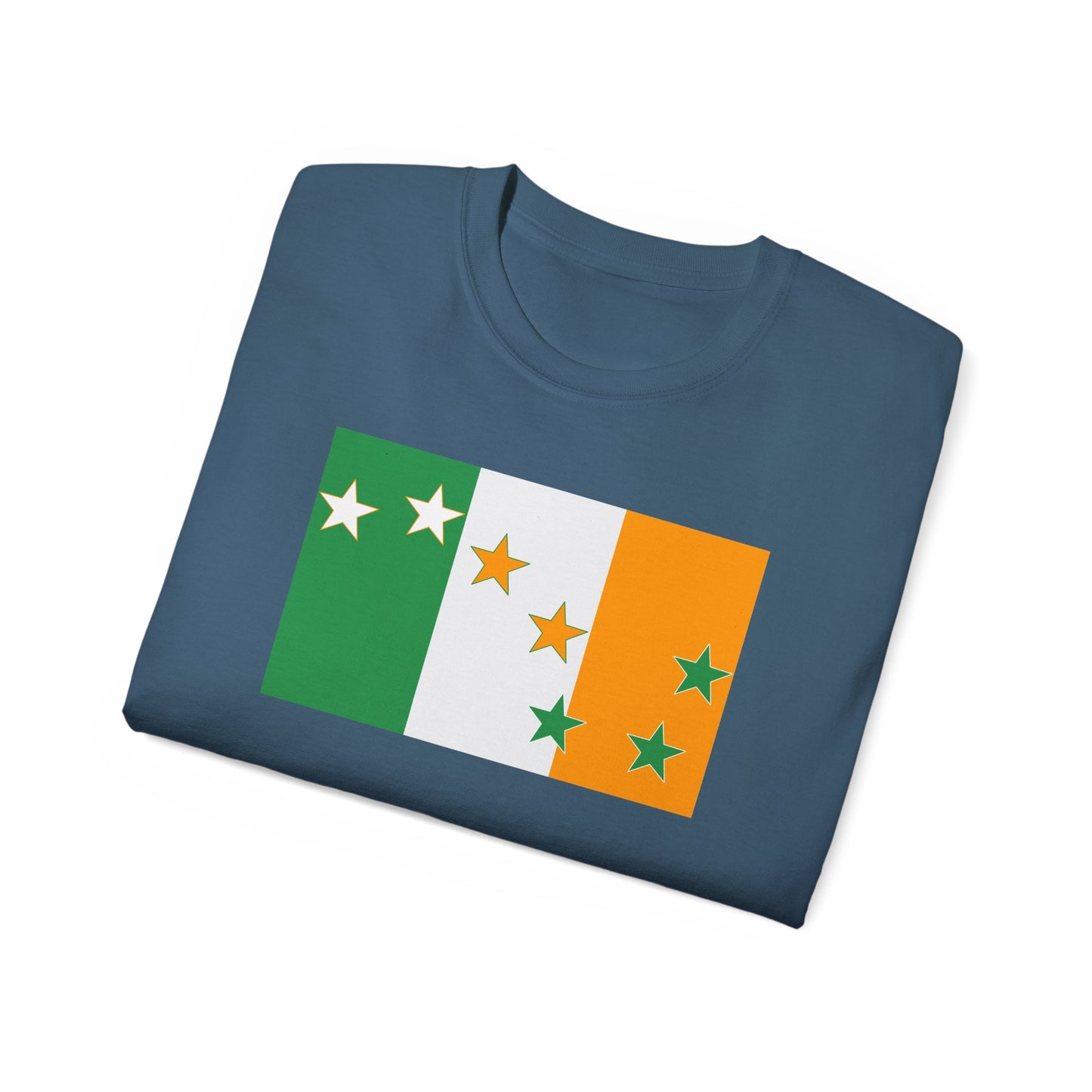 Irish Flag Tricolour with Socialist Starry Plough Unisex Ultra Cotton Tee