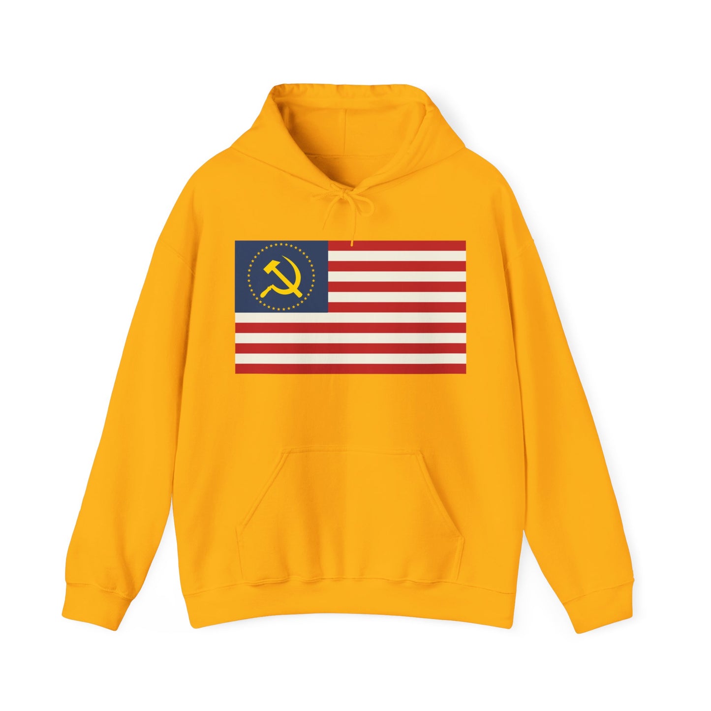Socialist USA Stars and Stripes Communist American Flag Unisex Heavy Blend Hooded Sweatshirt