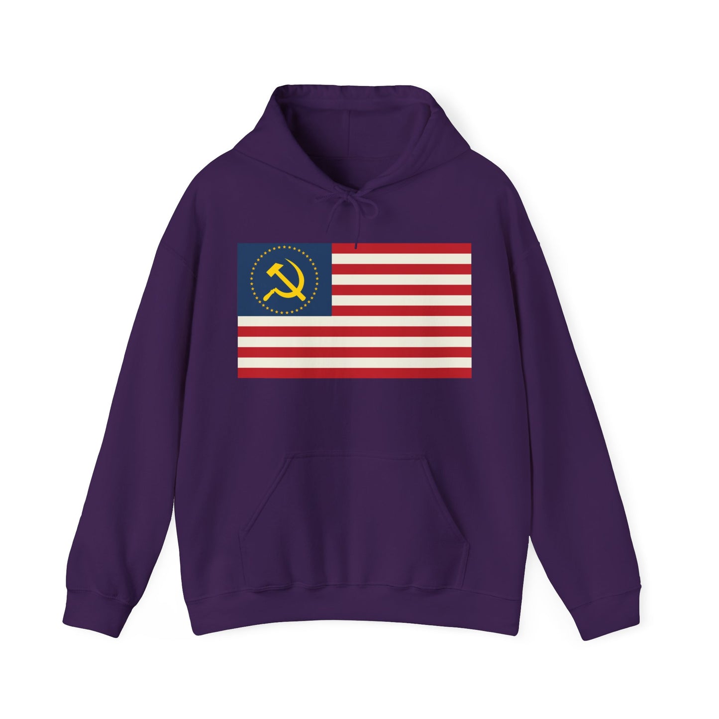 Socialist USA Stars and Stripes Communist American Flag Unisex Heavy Blend Hooded Sweatshirt