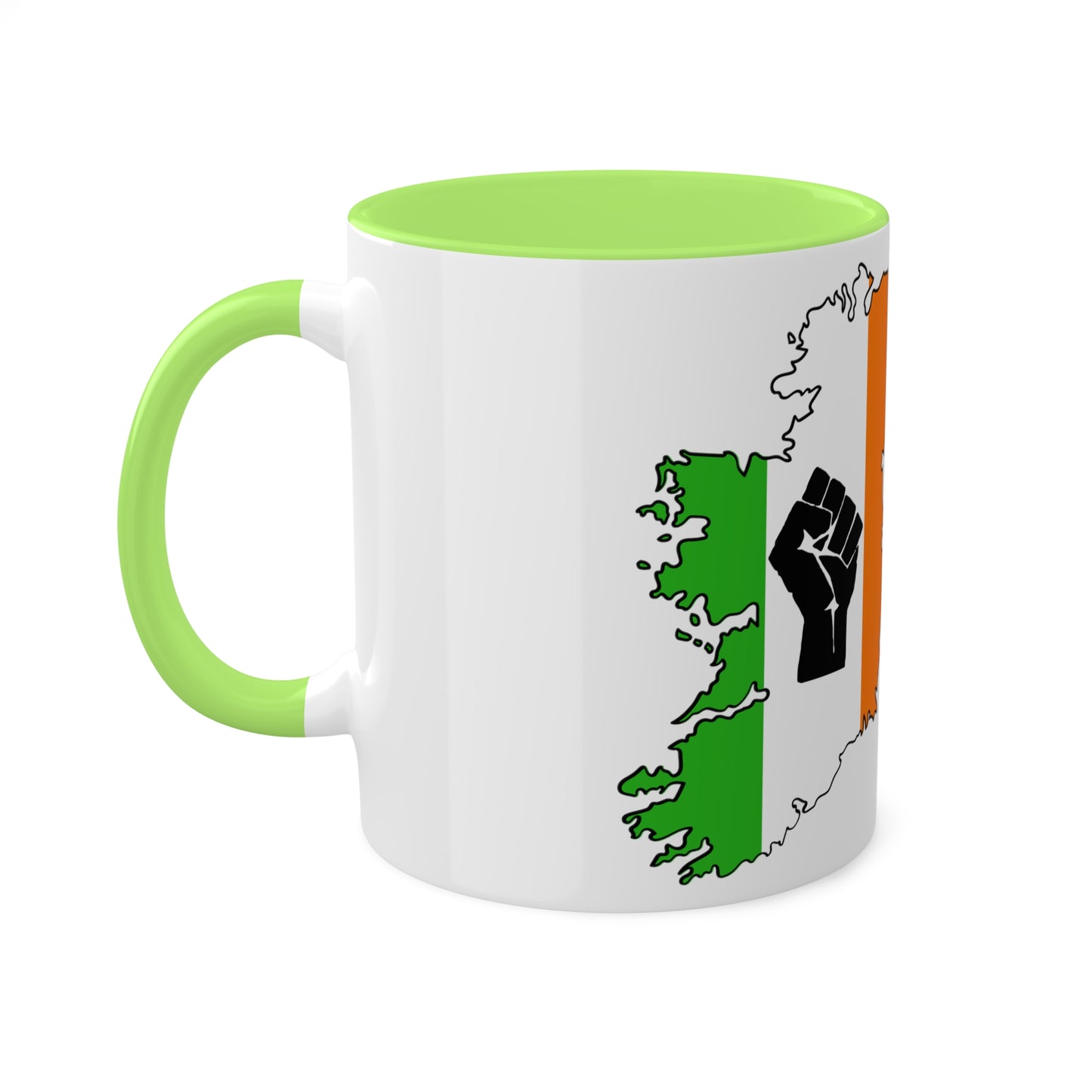 Irish Tricolour United Ireland Tiocfaidh ár lá with Black Fist Erin go Bragh Irish Republican Colourful Mug