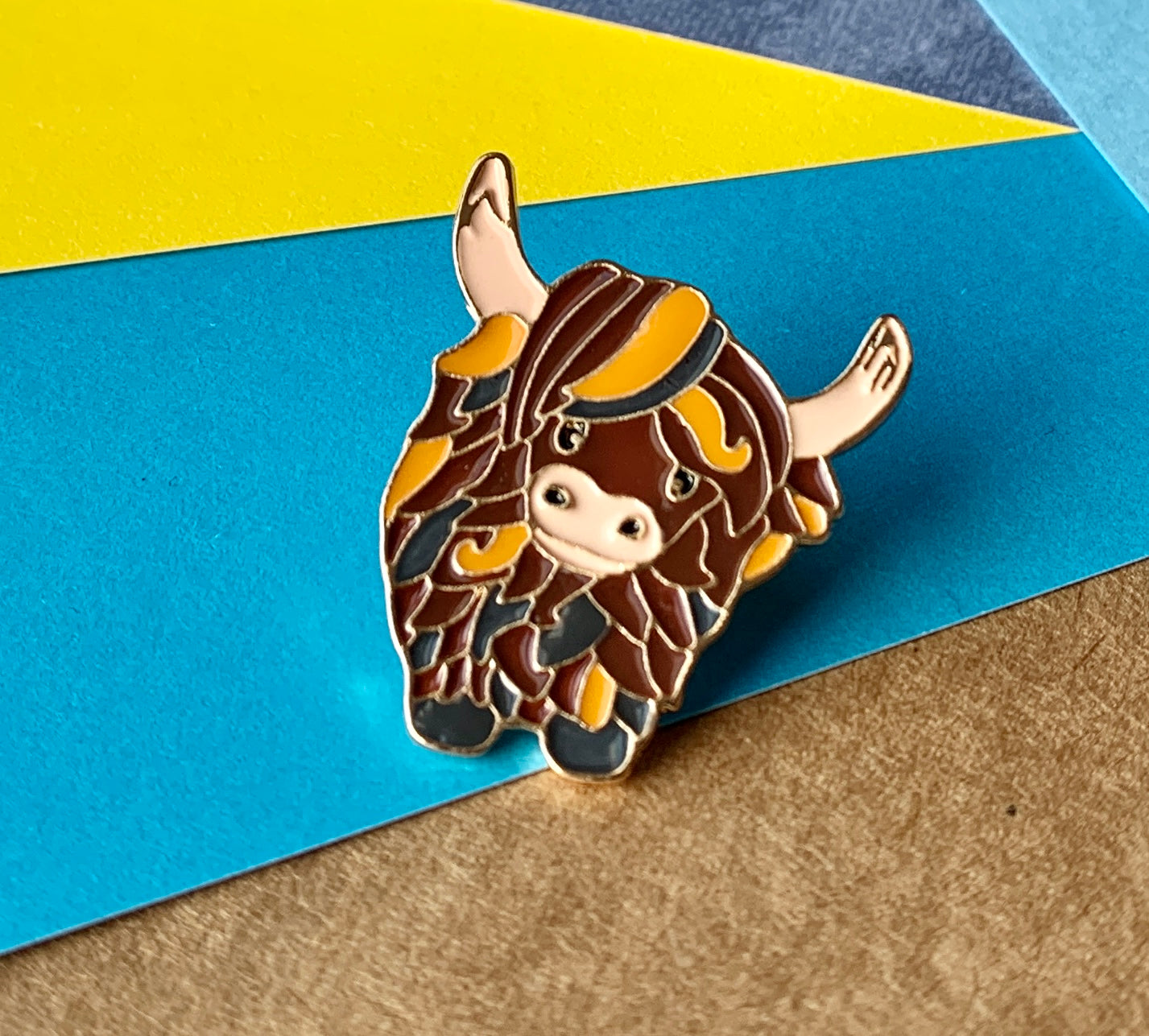 Scottish Highland Cow Kawaii Scotland Enamel Pin Badge