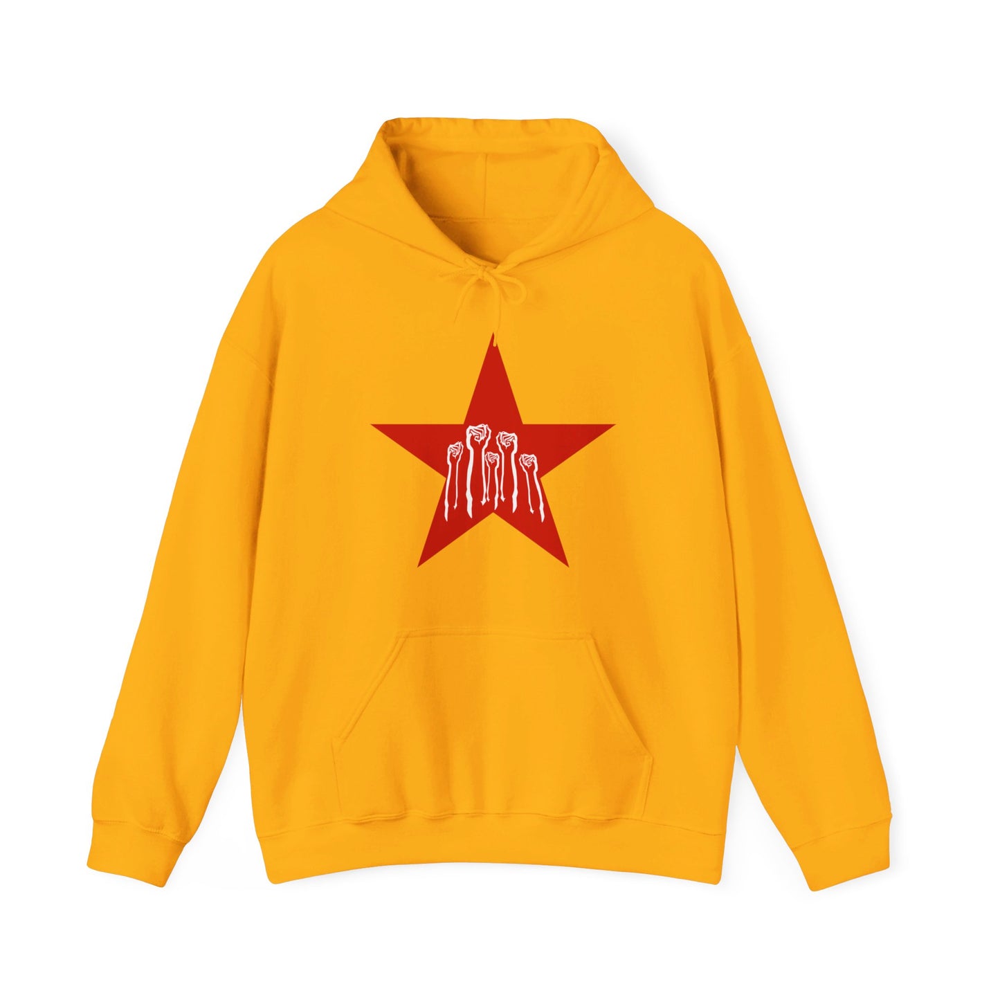 Socialist Solidarity Red Star with White Fists Communist Leftist Unisex Heavy Blend Hooded Sweatshirt