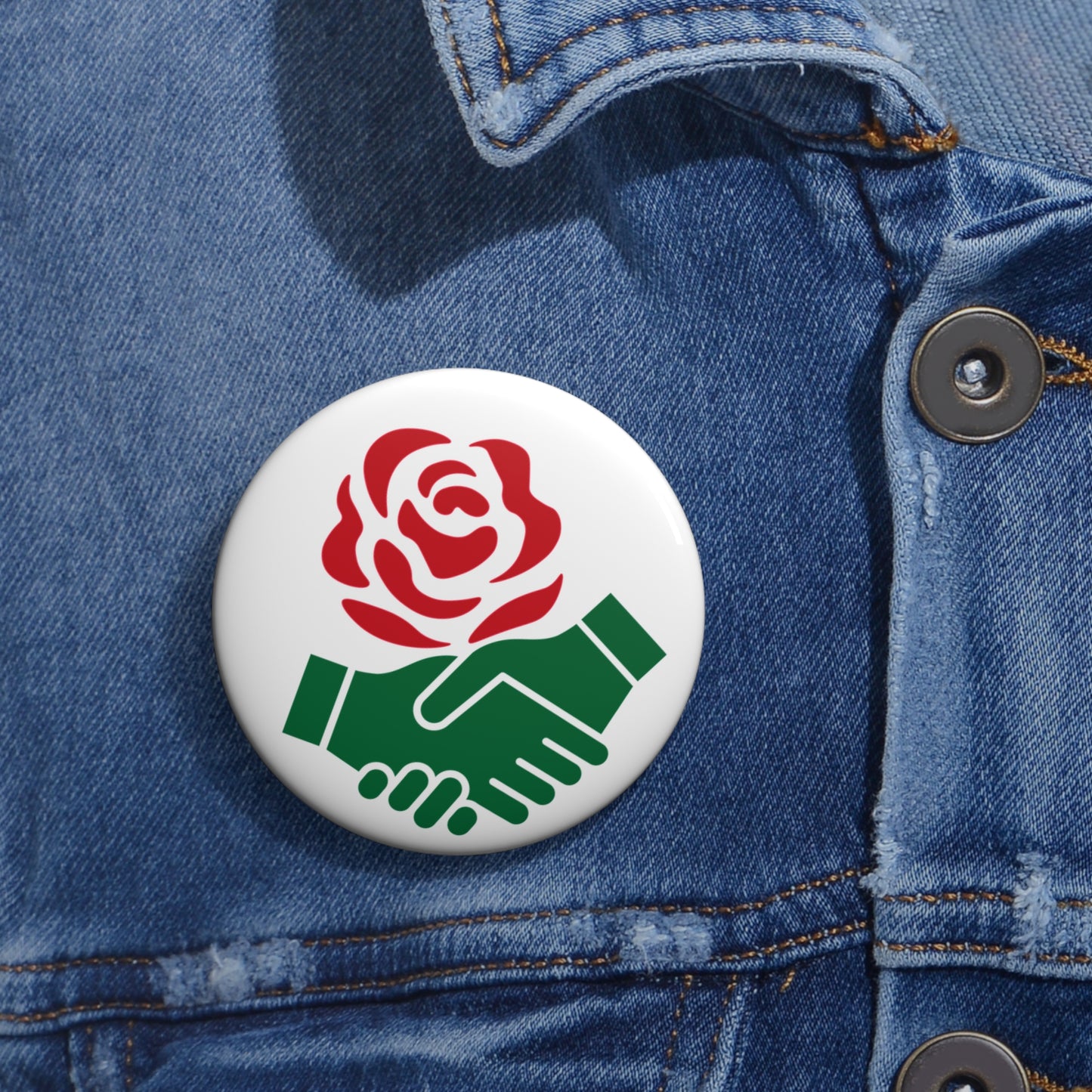 Socialist Red Rose Solidarity Leftist Pin Badge Button