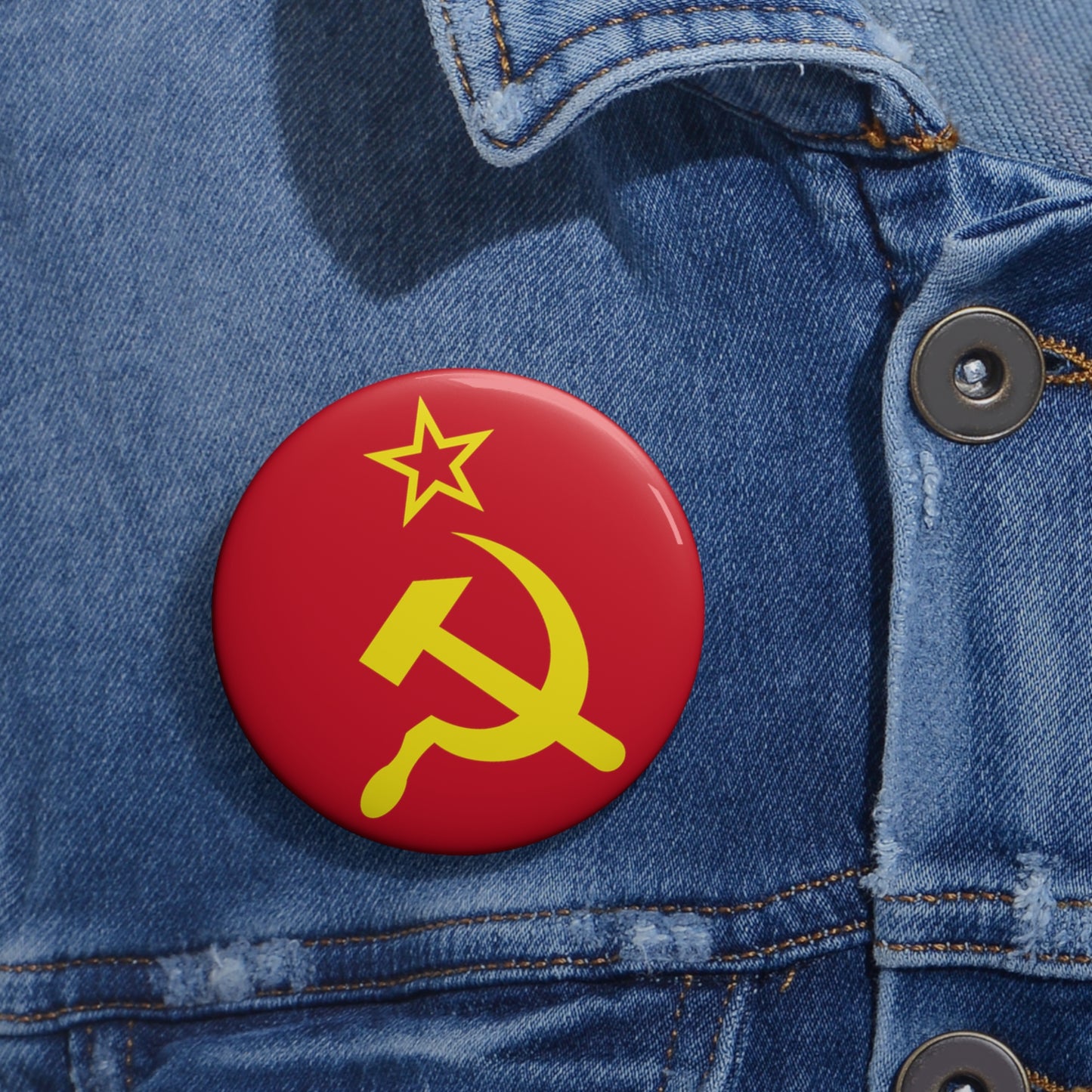 Socialist Hammer and Sickle Communist Leftist Pin Badge Button