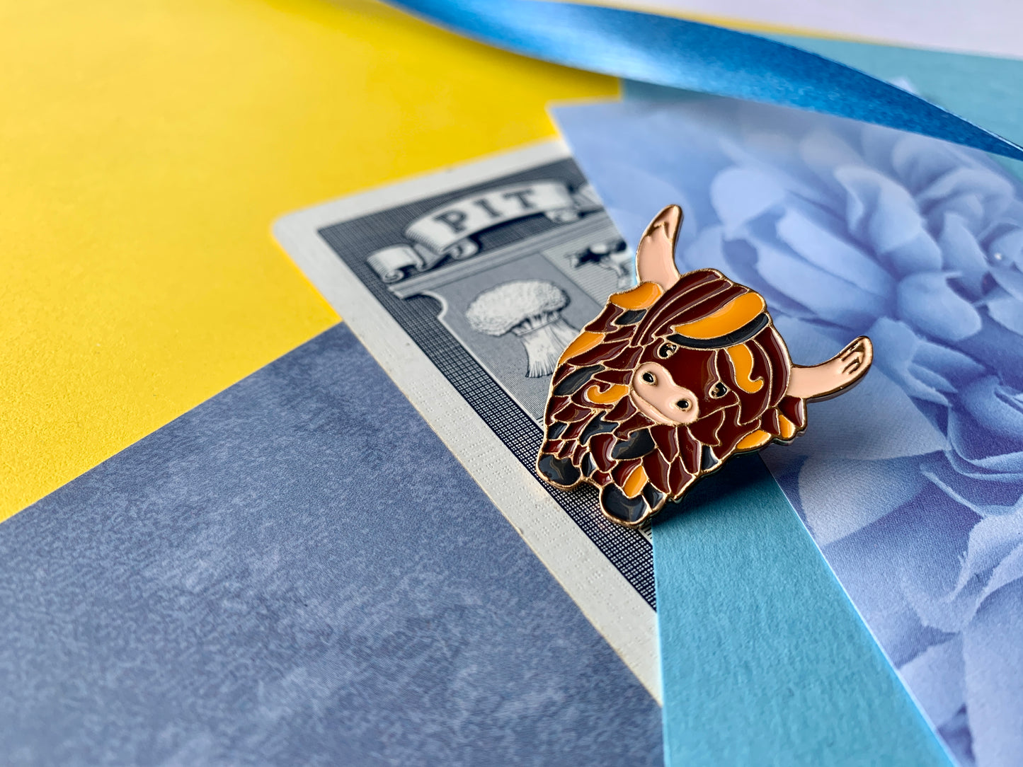 Scottish Highland Cow Kawaii Scotland Enamel Pin Badge