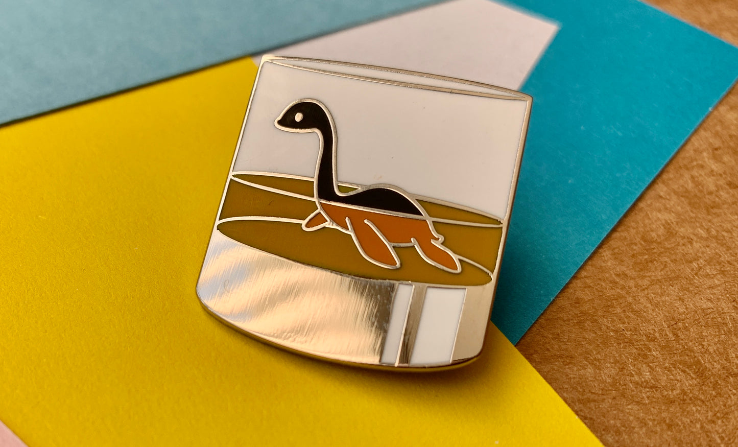 Scotland Lock Ness Monster in Whiskey Glass Scottish Enamel Pin Badge