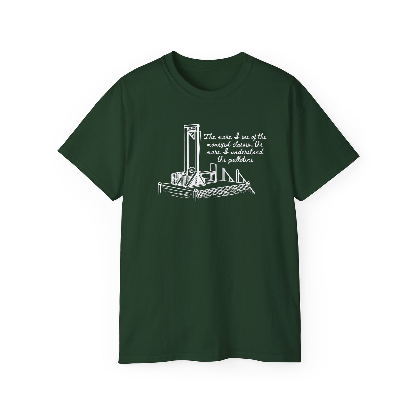 Anti Capitalist Guillotine with Platform George Bernard Shaw Quote The Moneyed Classes Leftist Socialist Communist Unisex Ultra Cotton Tee