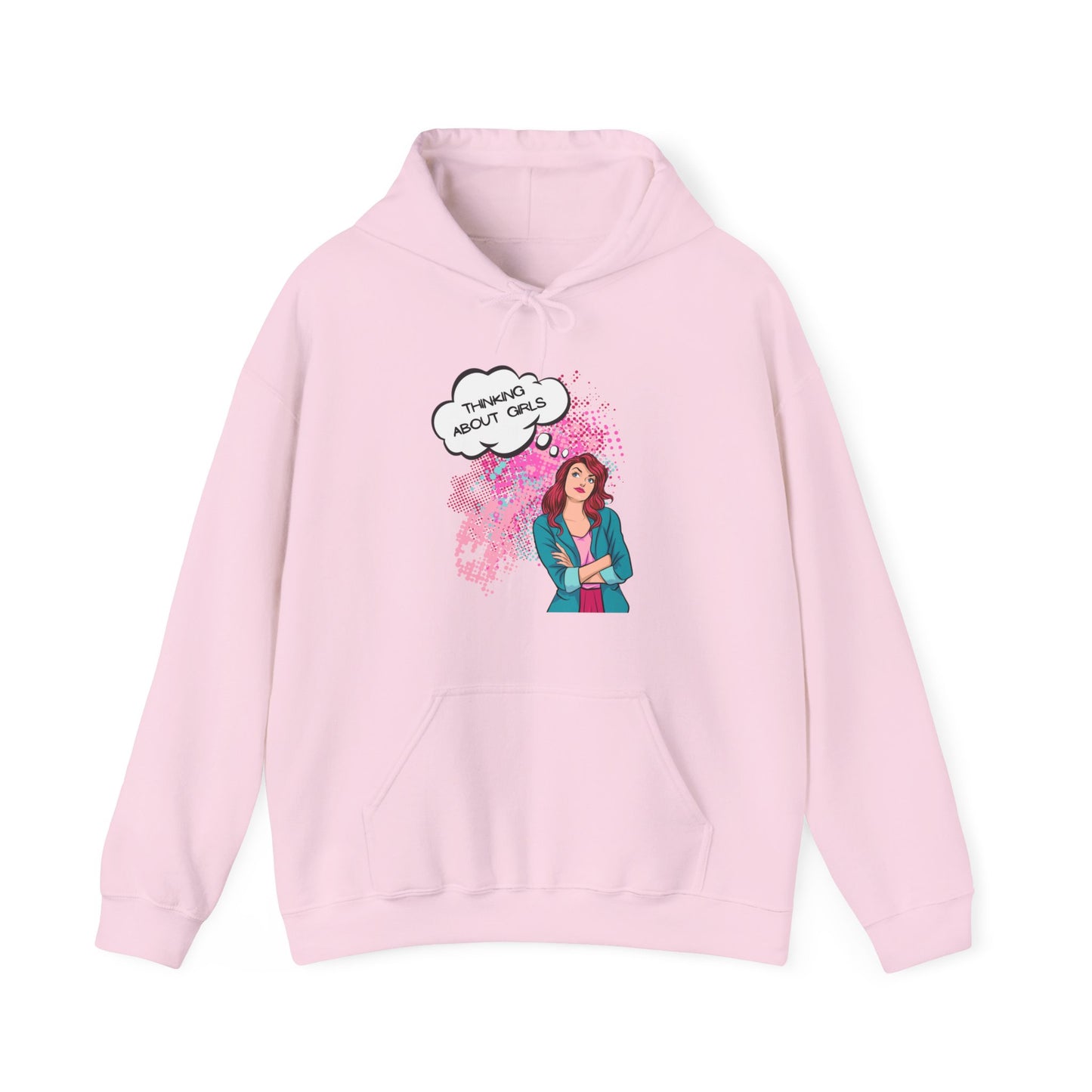 LGBTQ Lesbian Thinking About Girls Auburn Haired Woman Queer Unisex Heavy Blend Hooded Sweatshirt