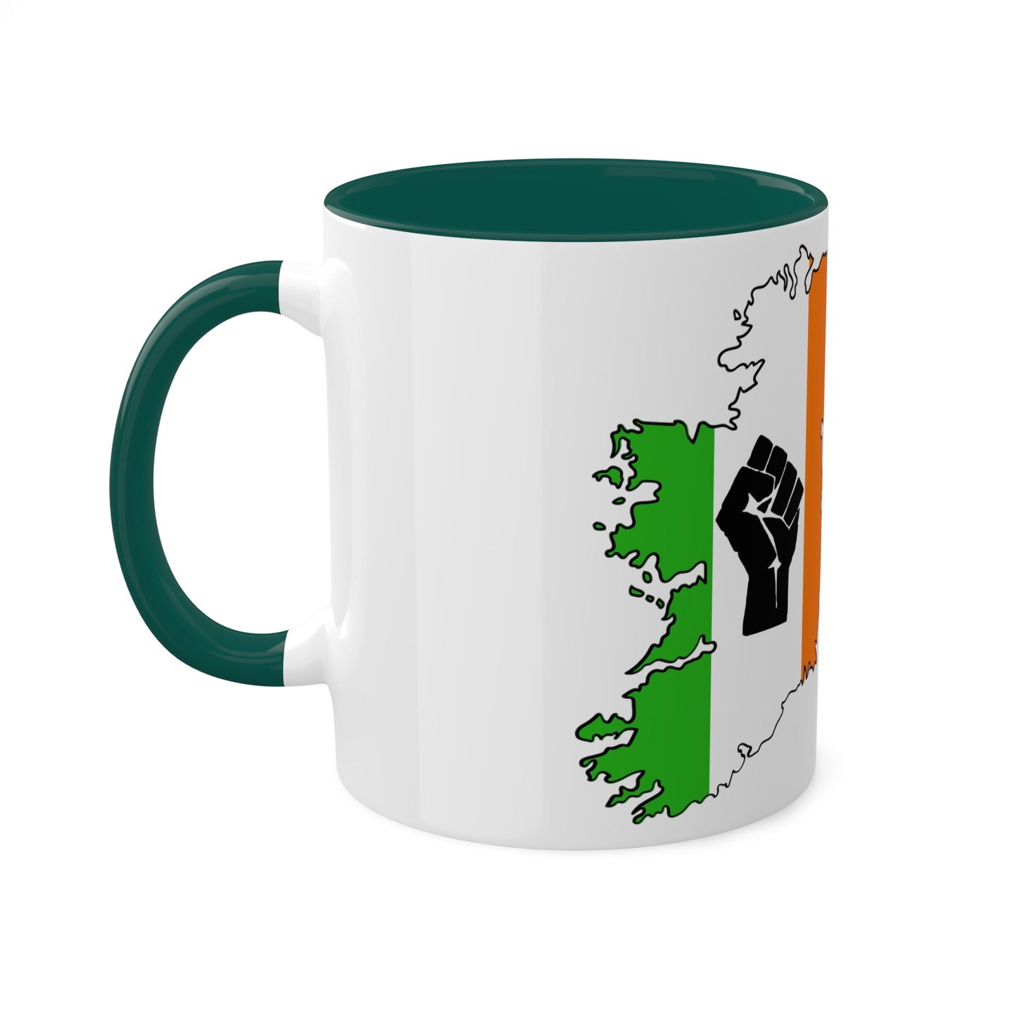 Irish Tricolour United Ireland Tiocfaidh ár lá with Black Fist Erin go Bragh Irish Republican Colourful Mug