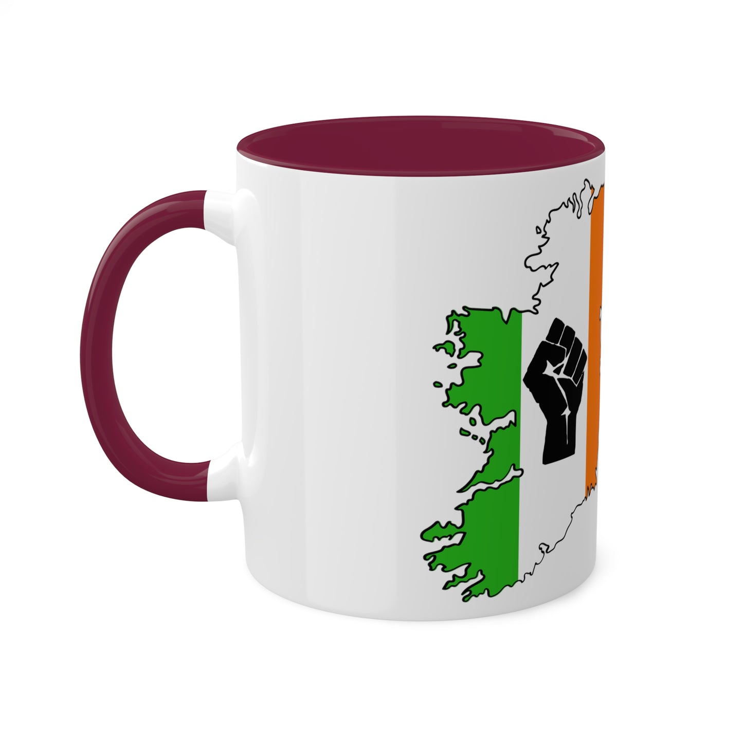 Irish Tricolour United Ireland Tiocfaidh ár lá with Black Fist Erin go Bragh Irish Republican Colourful Mug