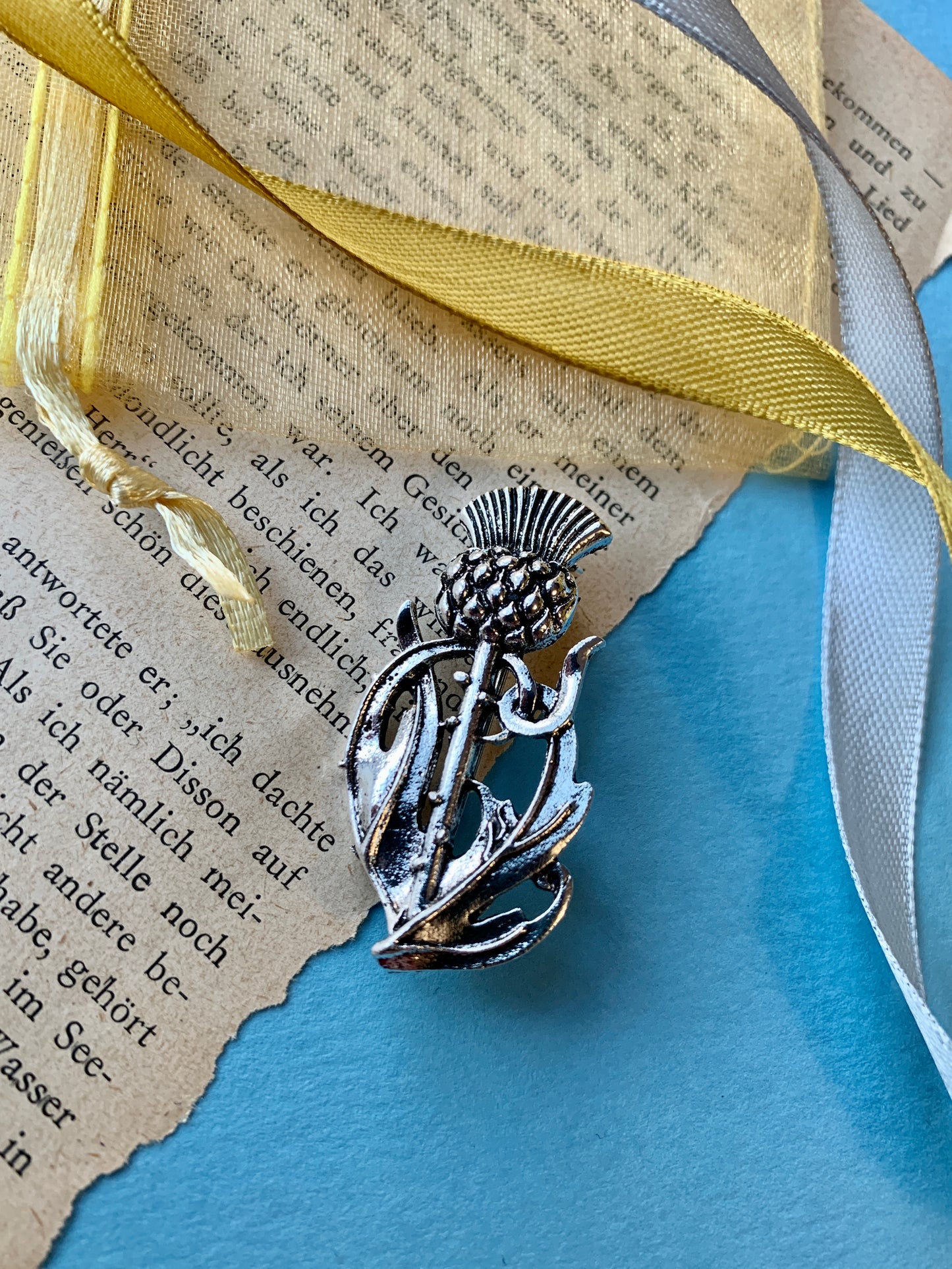 Scottish Silver Metal Thistle Brooch Pin Badge